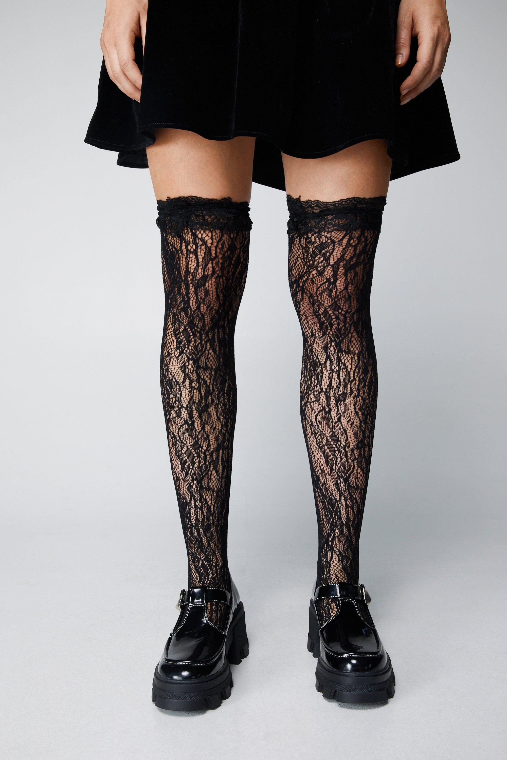 Lace Ruffle Over the Knee Socks