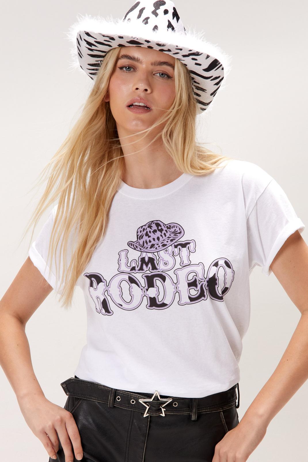 White Last Rodeo Purple Graphic T-shirt image number 1
