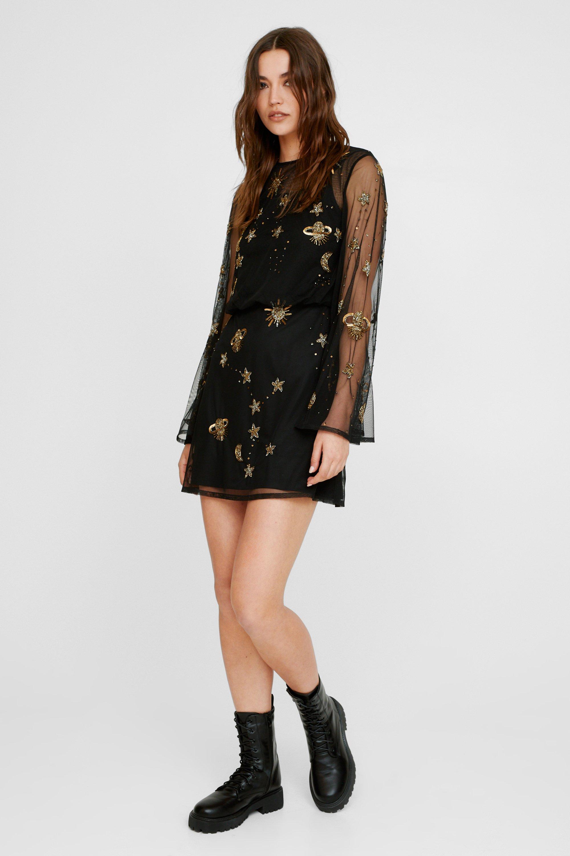Celestial Hand Embellished Mini Dress Nasty Gal