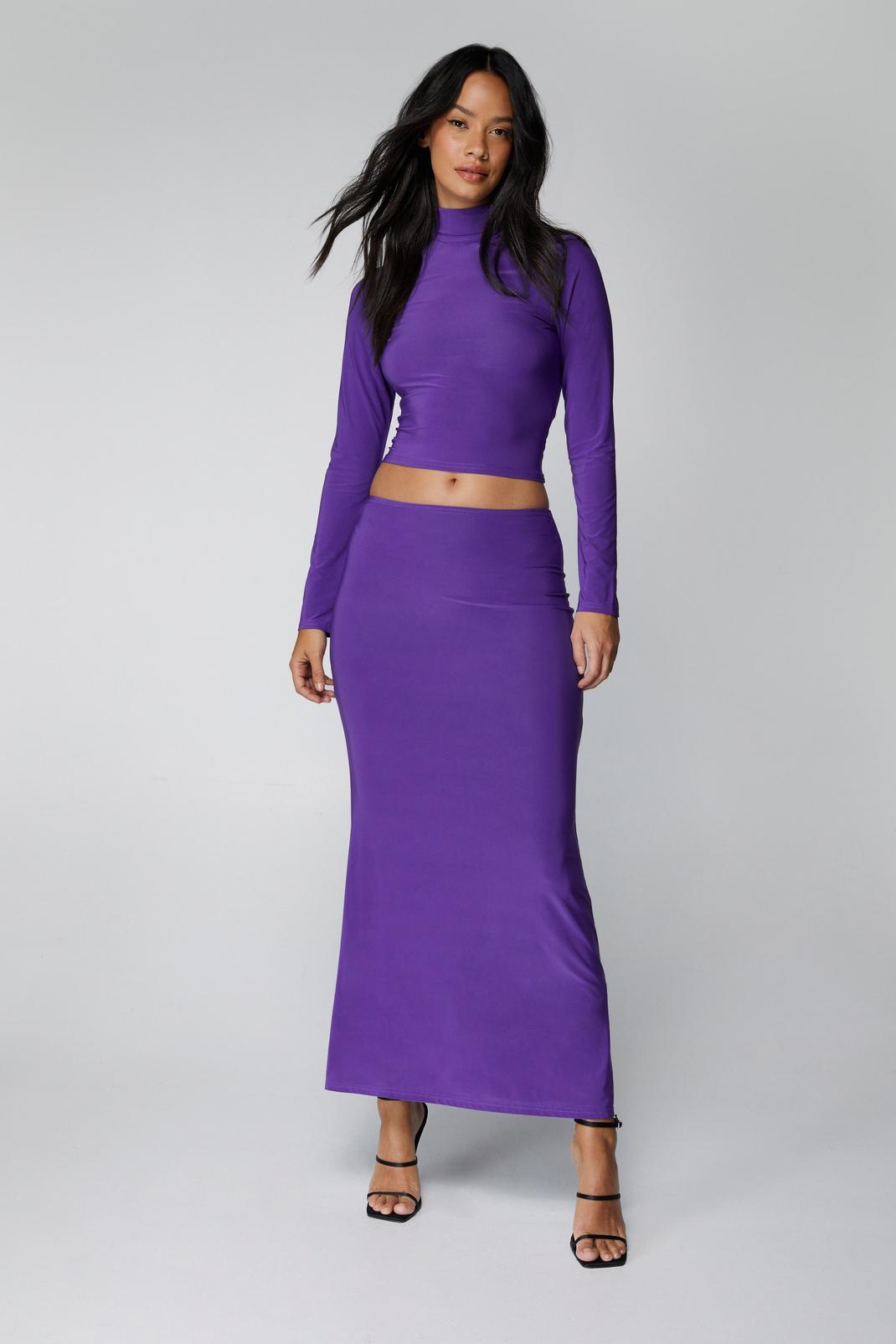 Purple Slinky Maxi Skirt image number 1