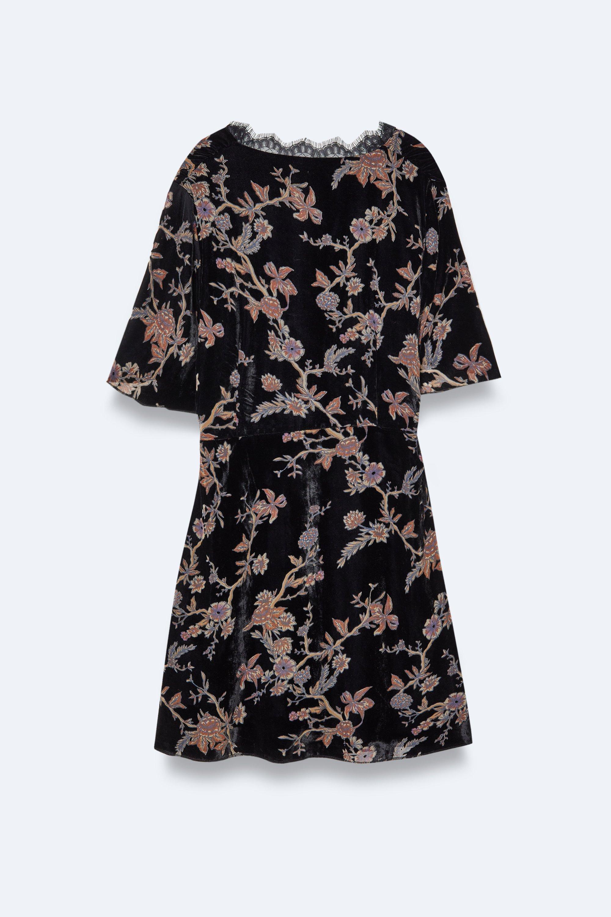 Free People ditsy floral lace trim smock mini dress