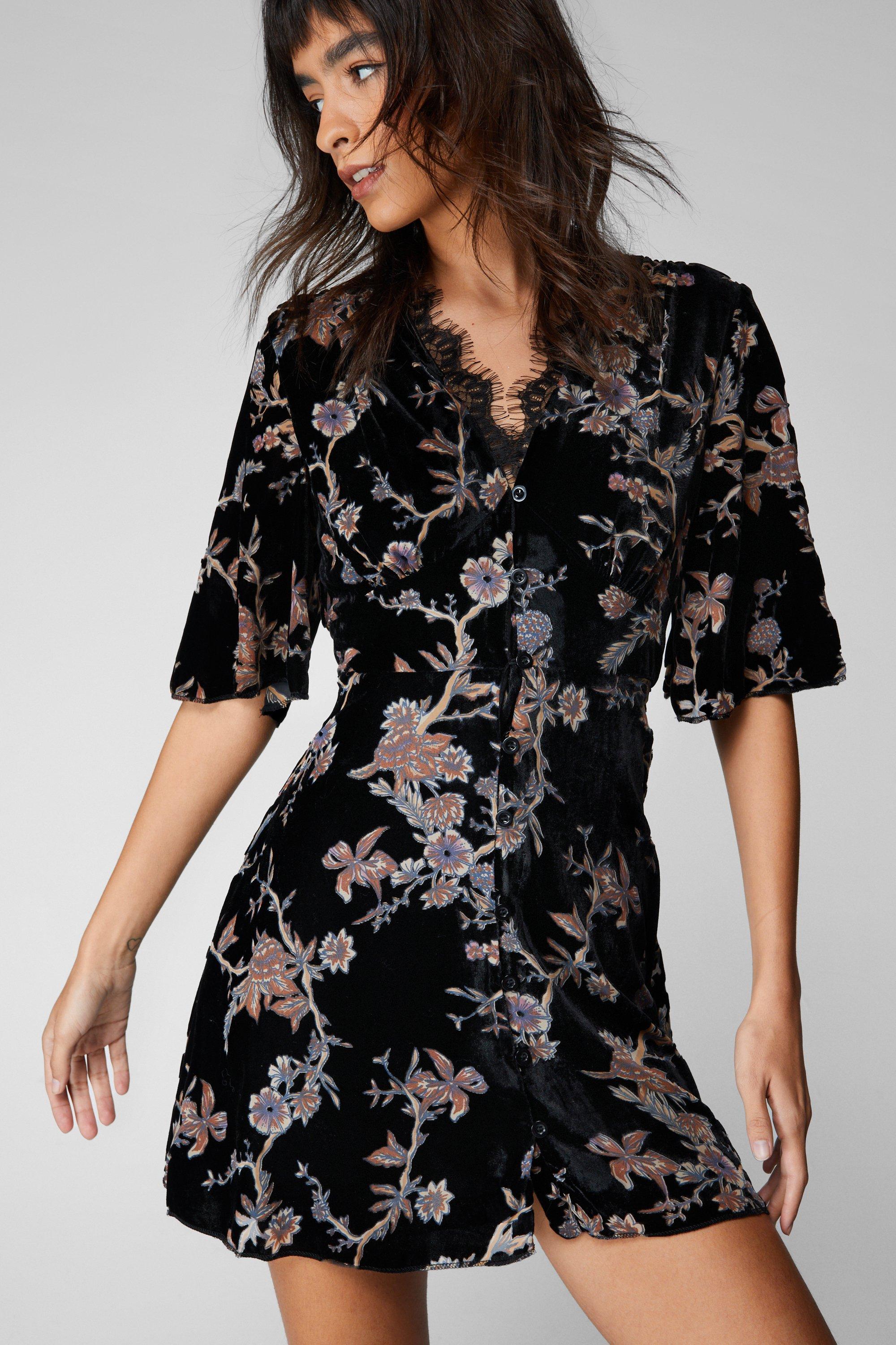 Lace Collar Floral Dress, DABAGIRL, Your Style Maker