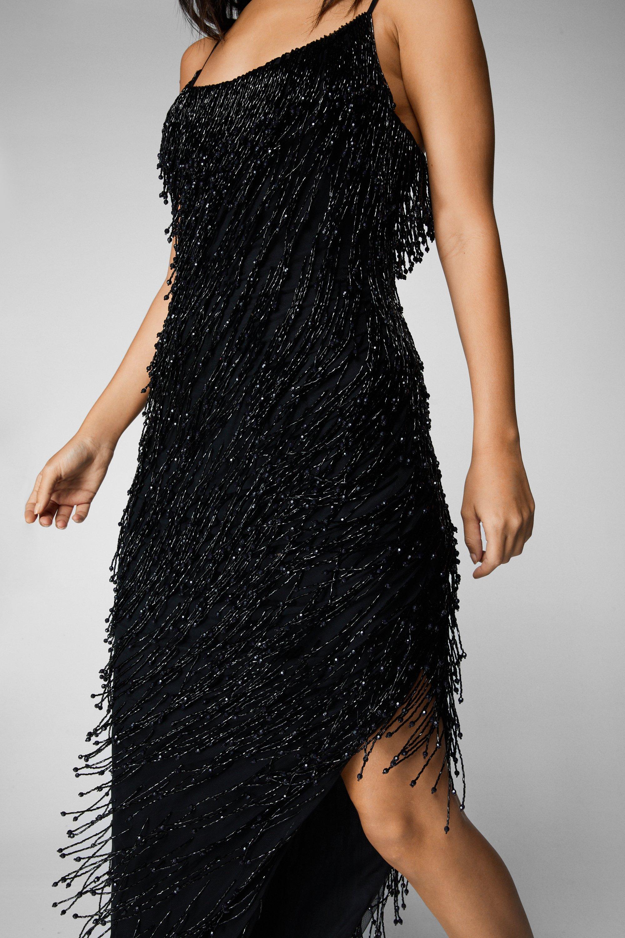 Black tassel outlet midi dress