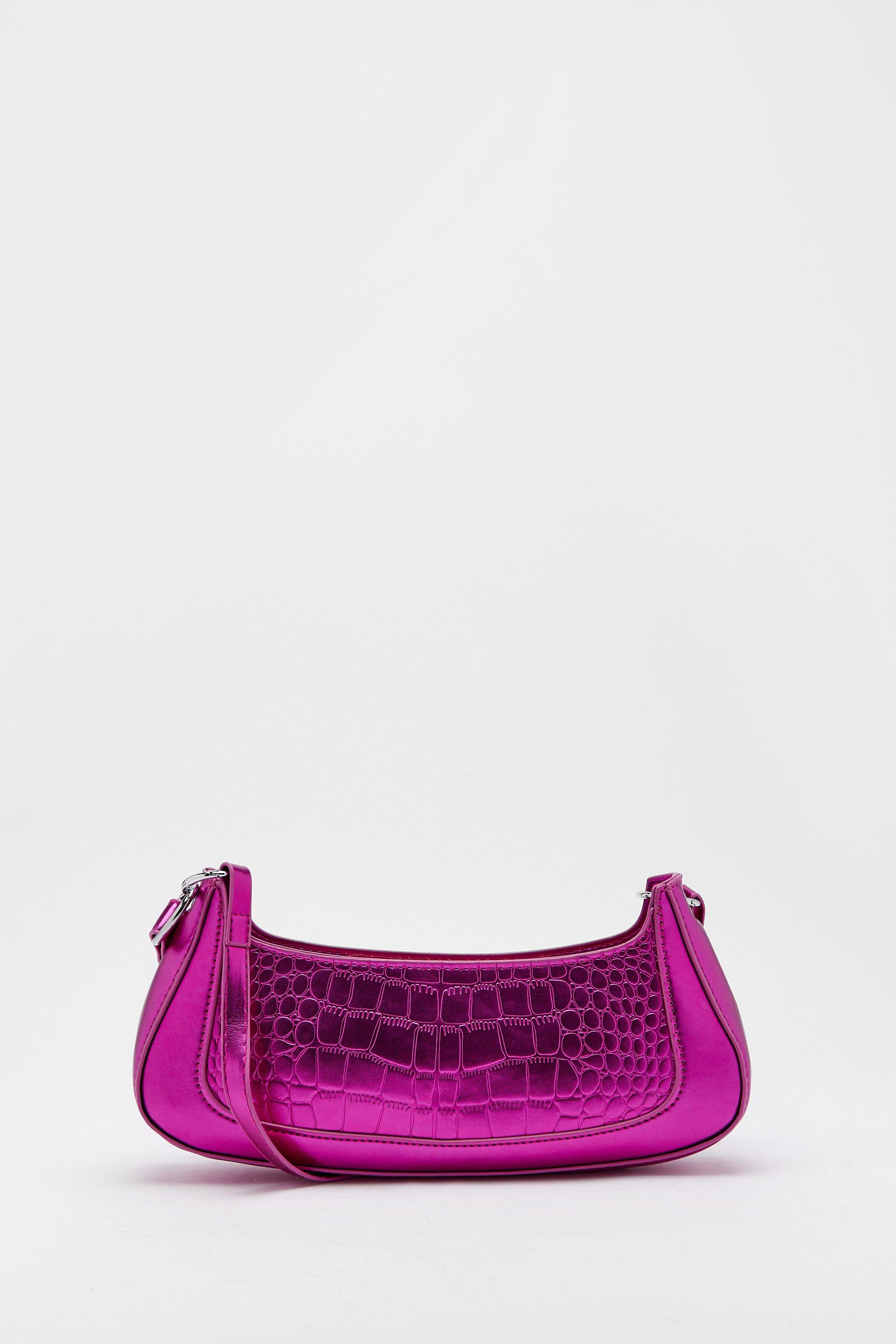 Faux Leather Croc Shoulder Bag