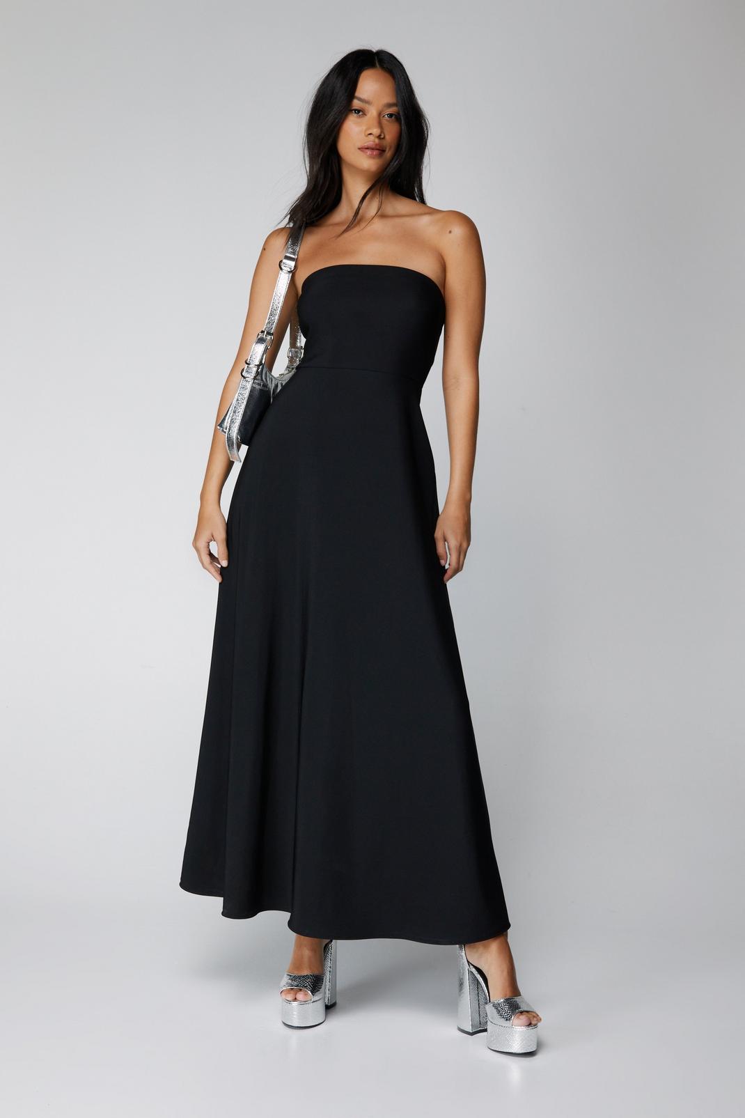 Black Bandeau Full Skirt Maxi Dress image number 1