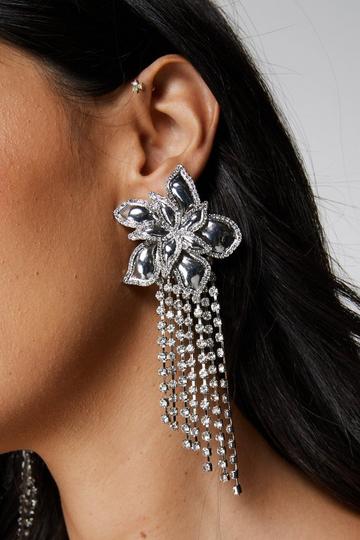 Silver Diamante Droplet Earrings