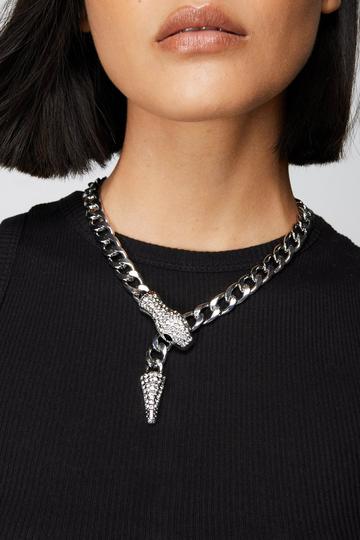 Silver Serpent Diamante Chain Necklace