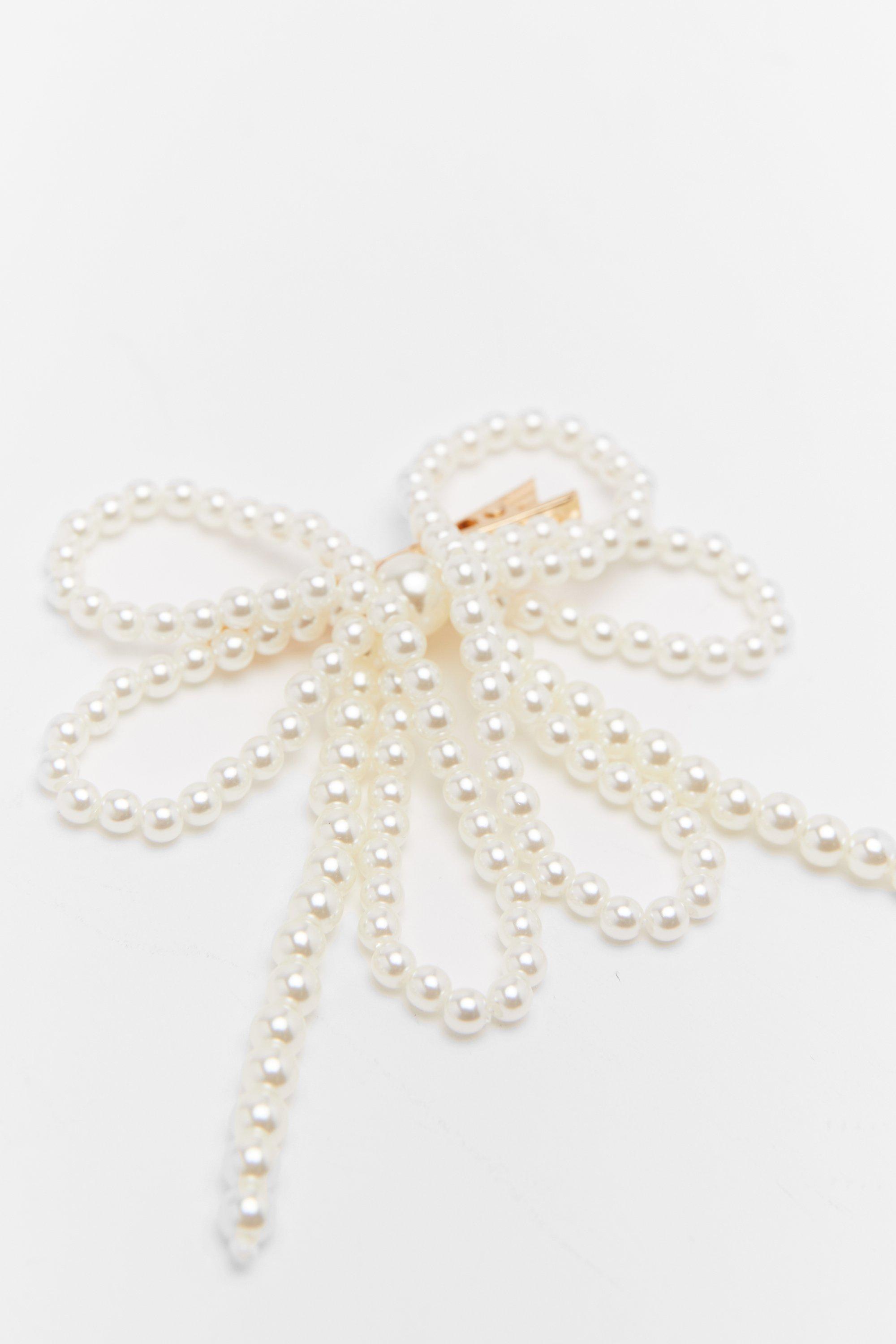 ASOS DESIGN hair bow in white with pearls