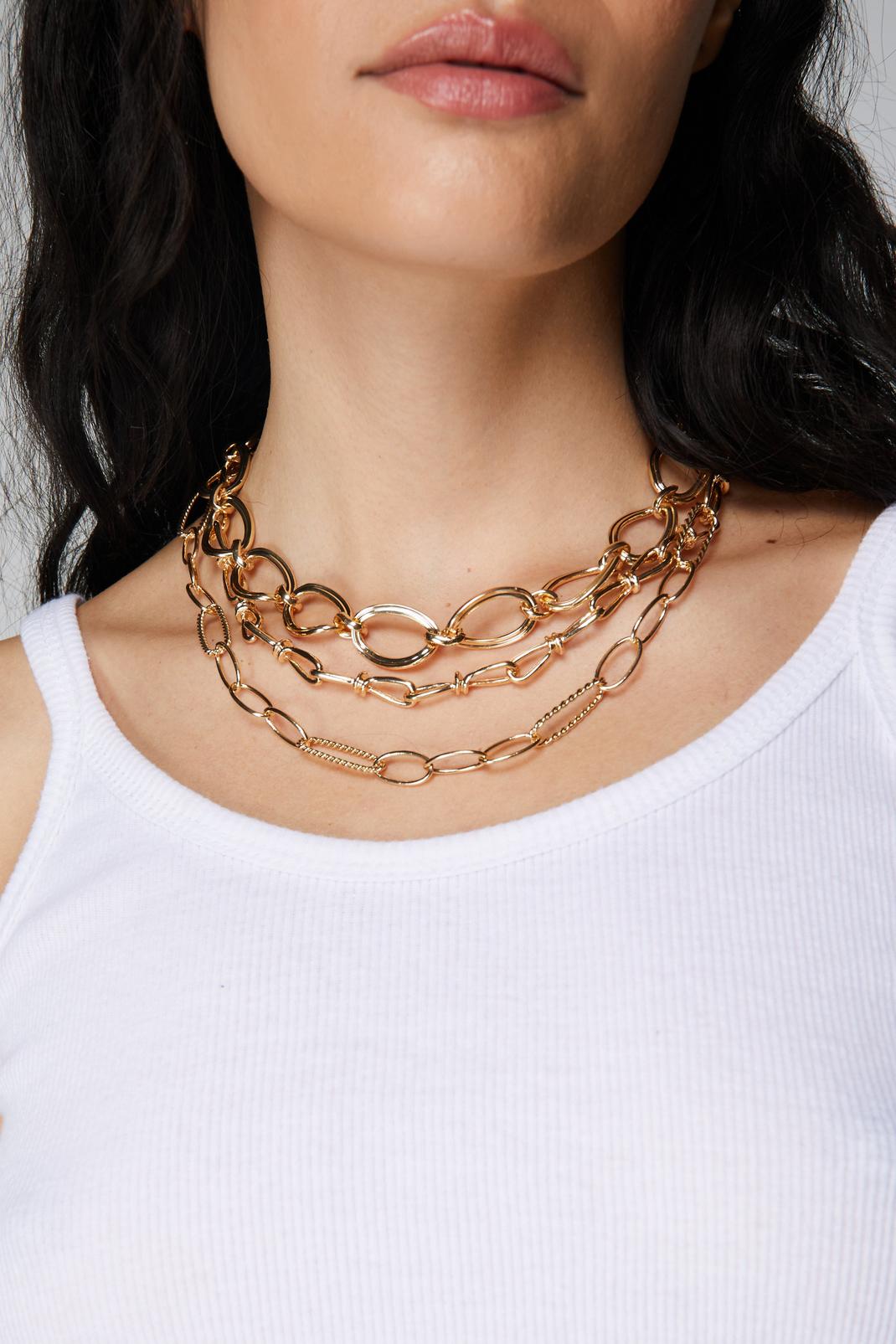 Gold Recycled Chain Layered Necklace image number 1