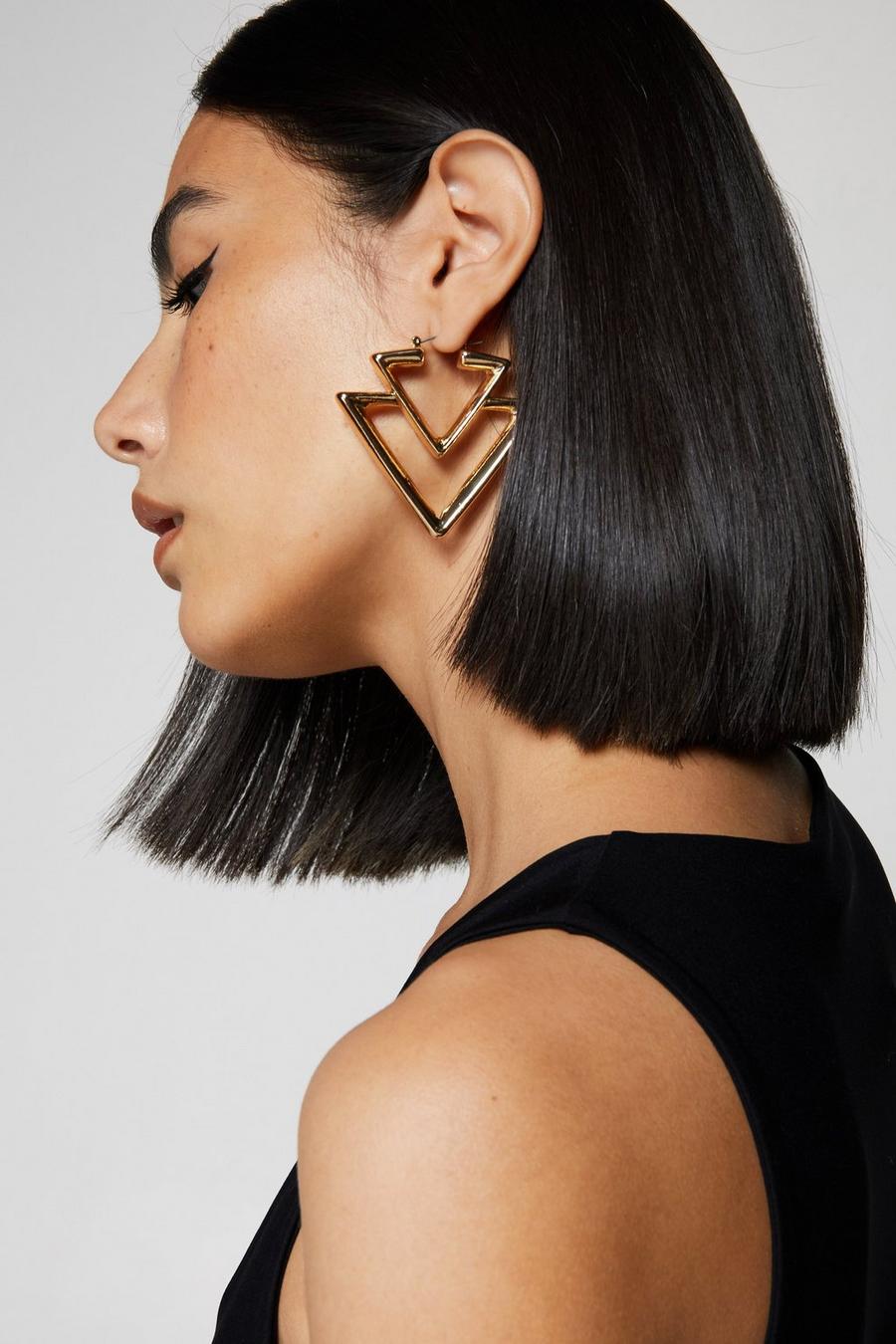 Large Double Triangle Drop Earrings