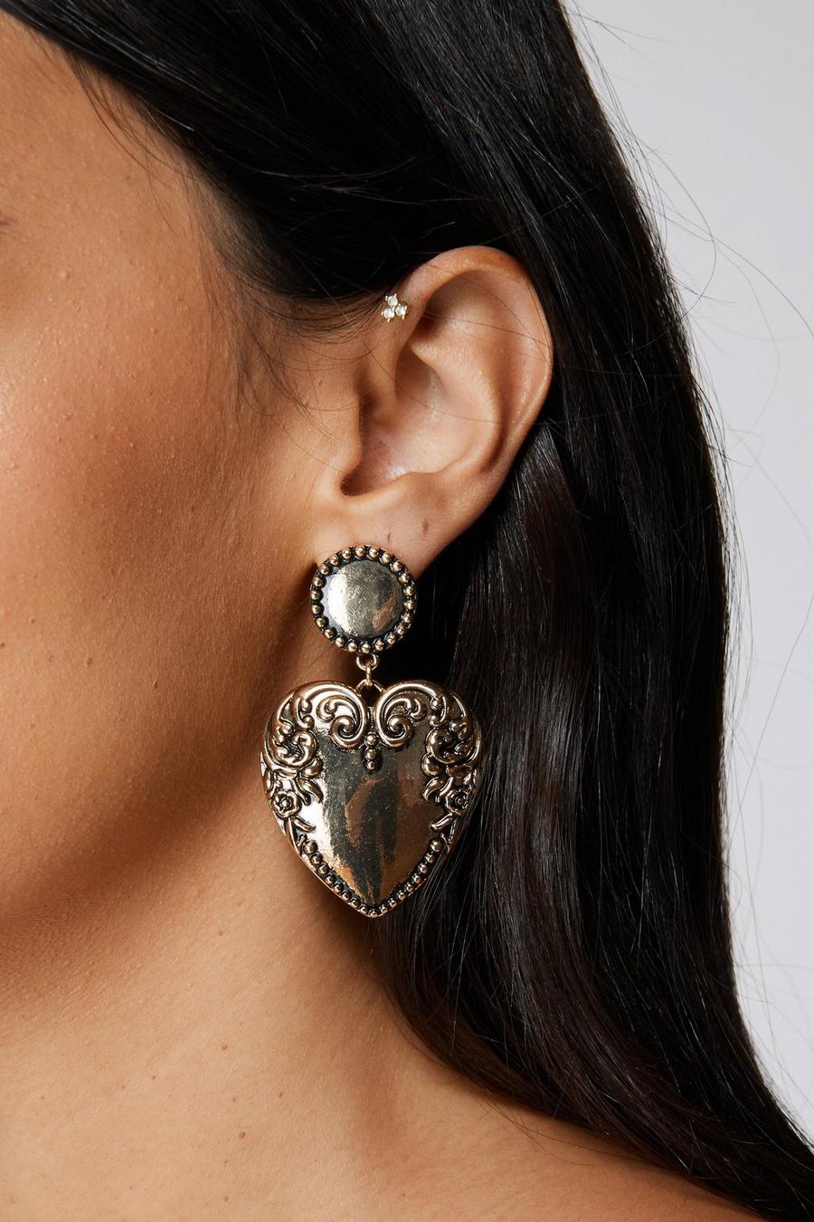 Boucles d'oreilles style vintage en forme de cœur