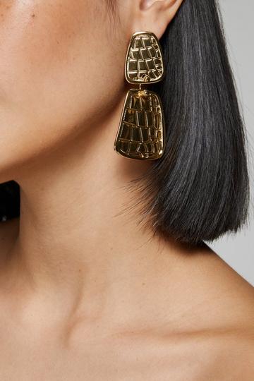 Gold Metallic Recycled Croc Drop Earrings