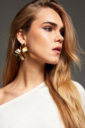 Metallic Recycled Hammered Gold Earrings
