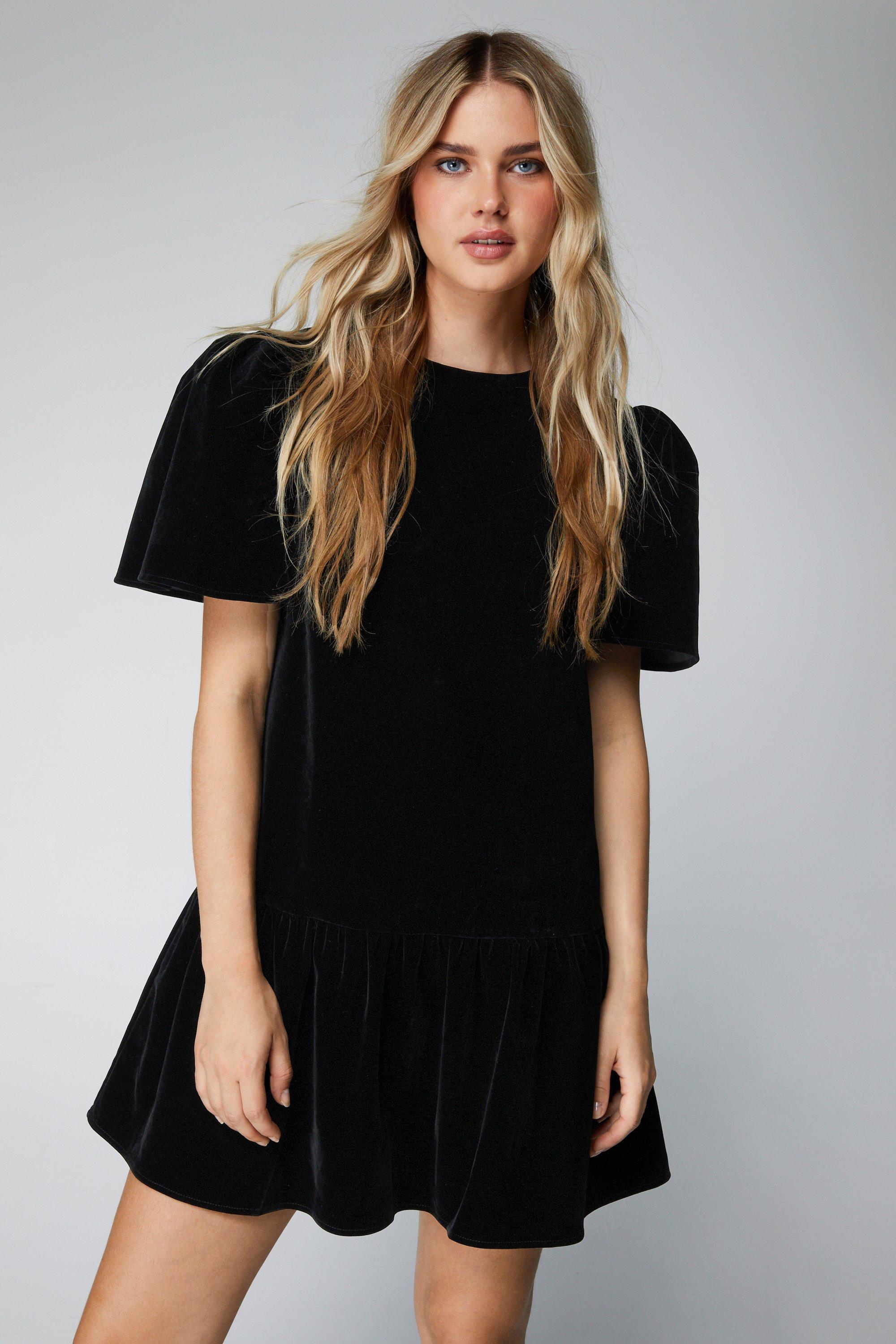 Structured Velvet Puff Sleeve Mini Dress | Nasty Gal