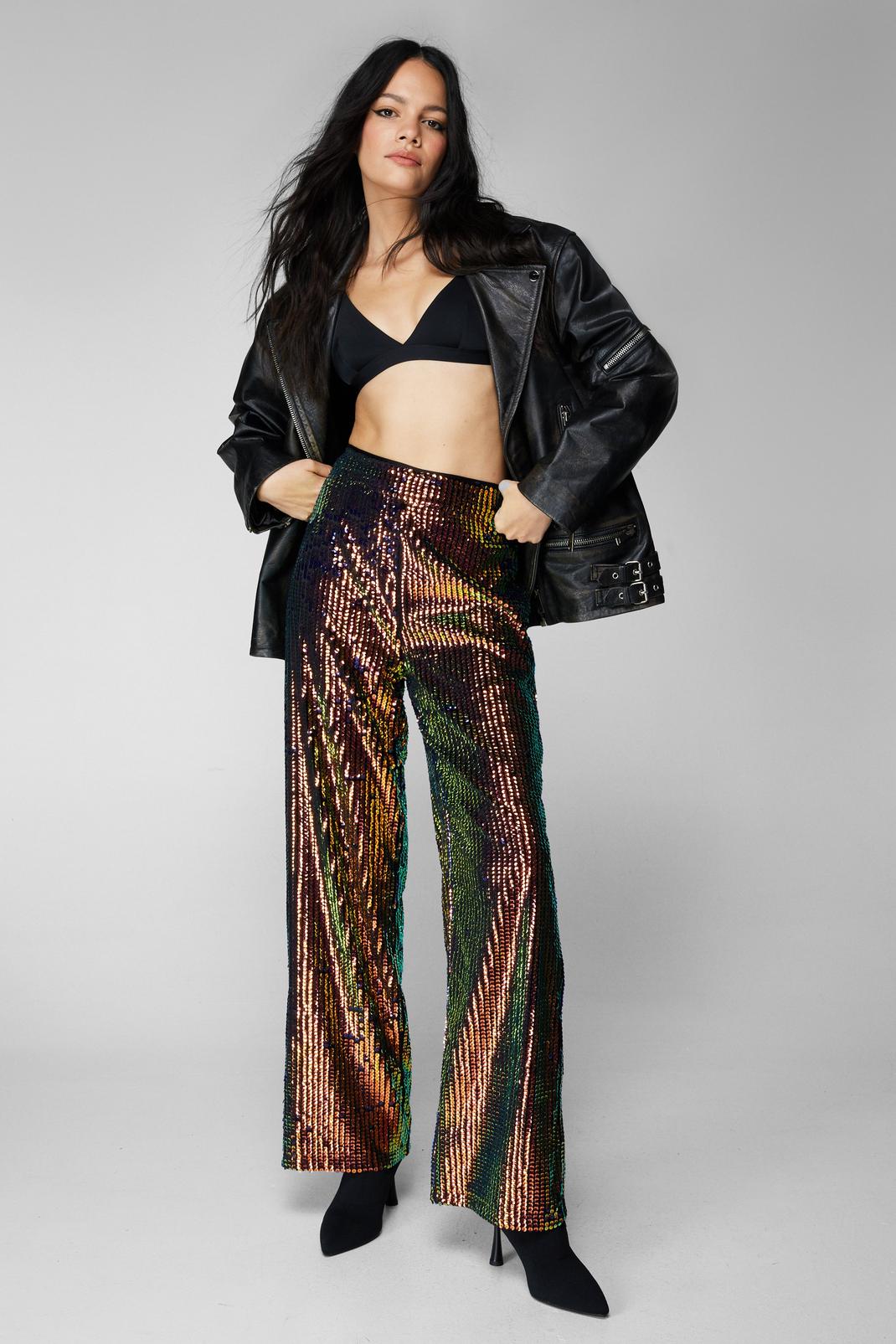 Multi Sequin Wide Leg Trousers image number 1