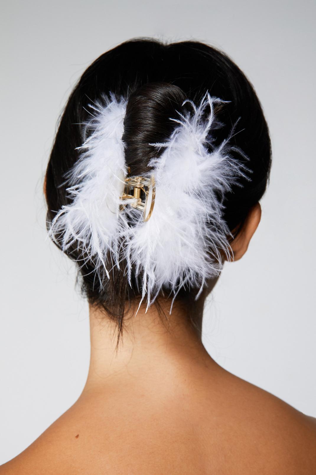 White Feather Hair Claw Clip image number 1