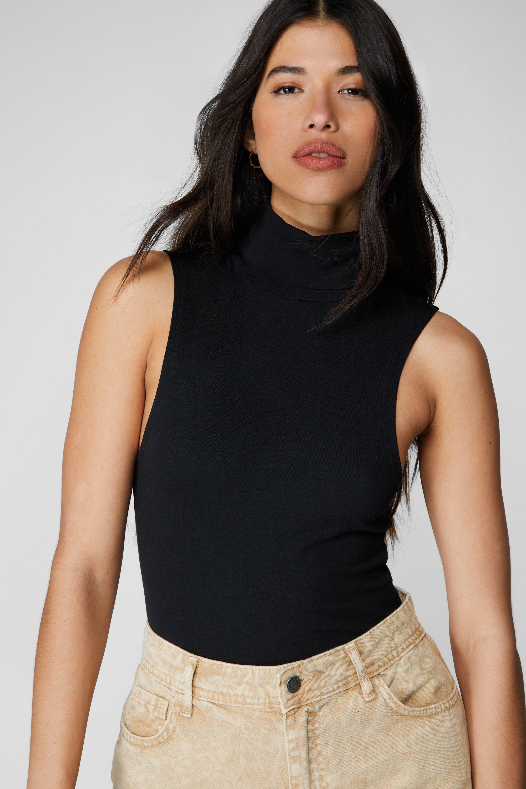 Mock neck shop sleeveless top