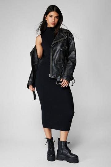 Black Premium Super Soft Roll Neck Sleeveless Midaxi Dress