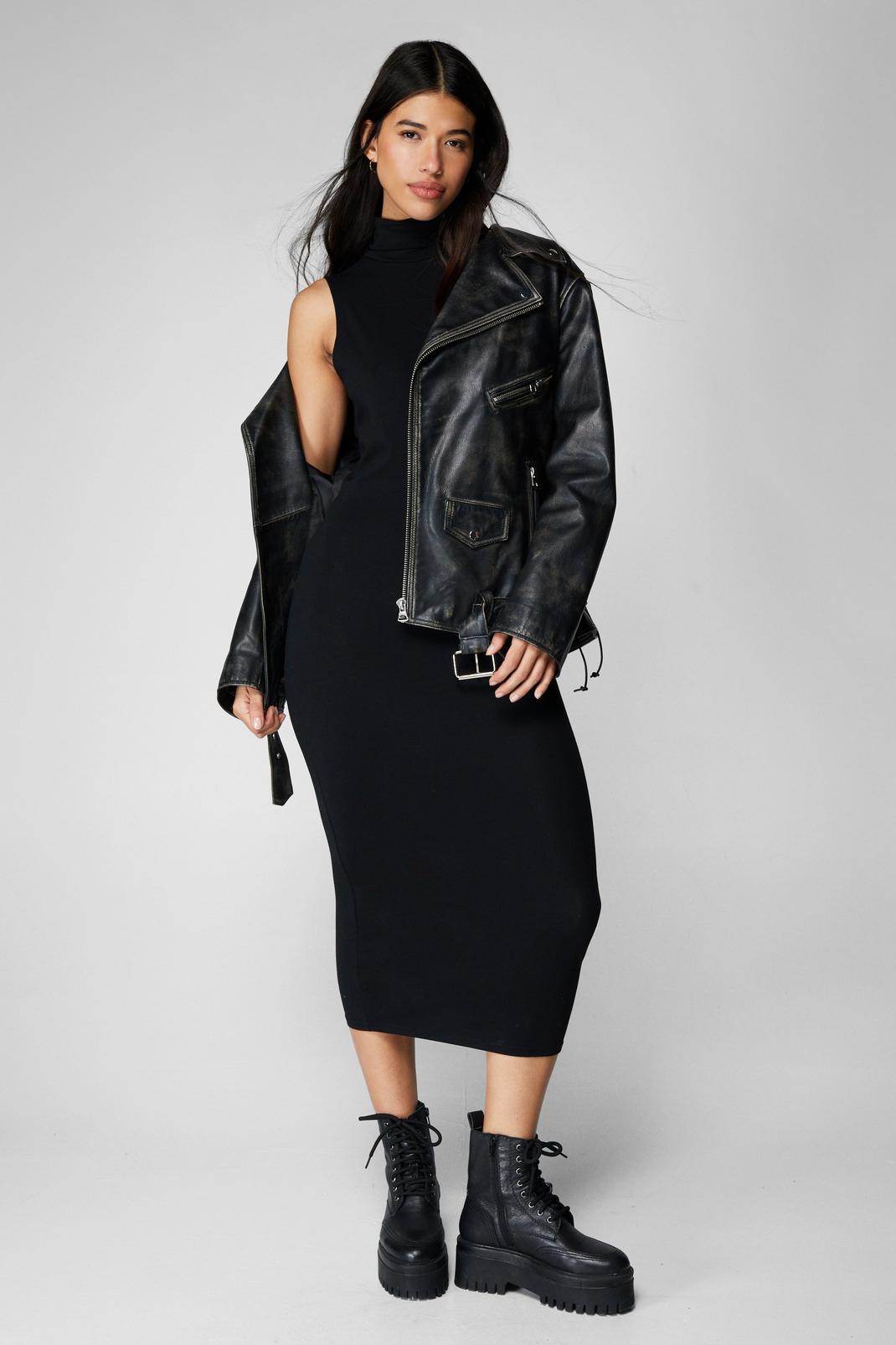 Black Premium Super Soft Roll Neck Sleeveless Midaxi Dress image number 1