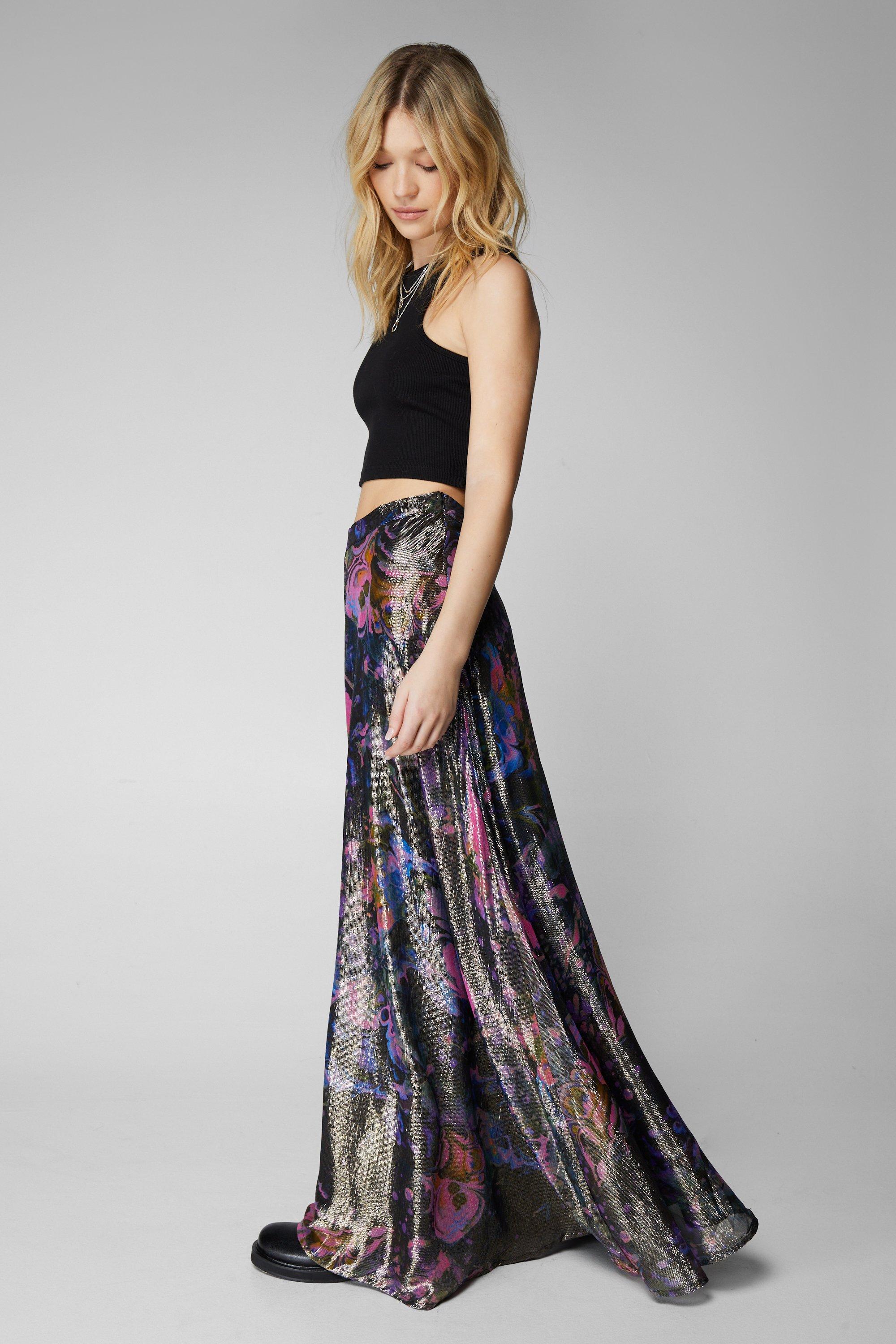 Metallic flowy clearance skirt