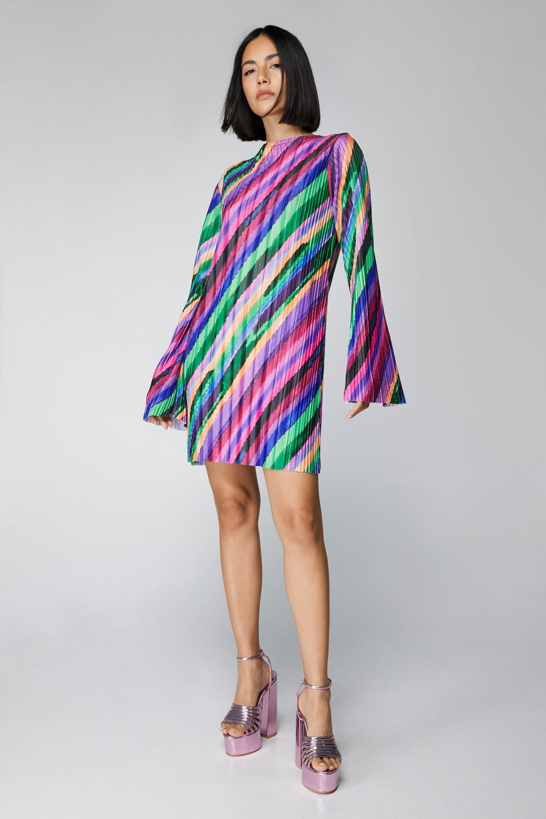 Mini robe plissée imprimée, Stripe image number 1