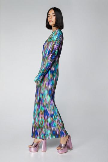 Printed Plisse Maxi Dress floral