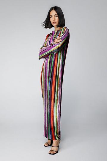 Printed Plisse Maxi Dress stripe