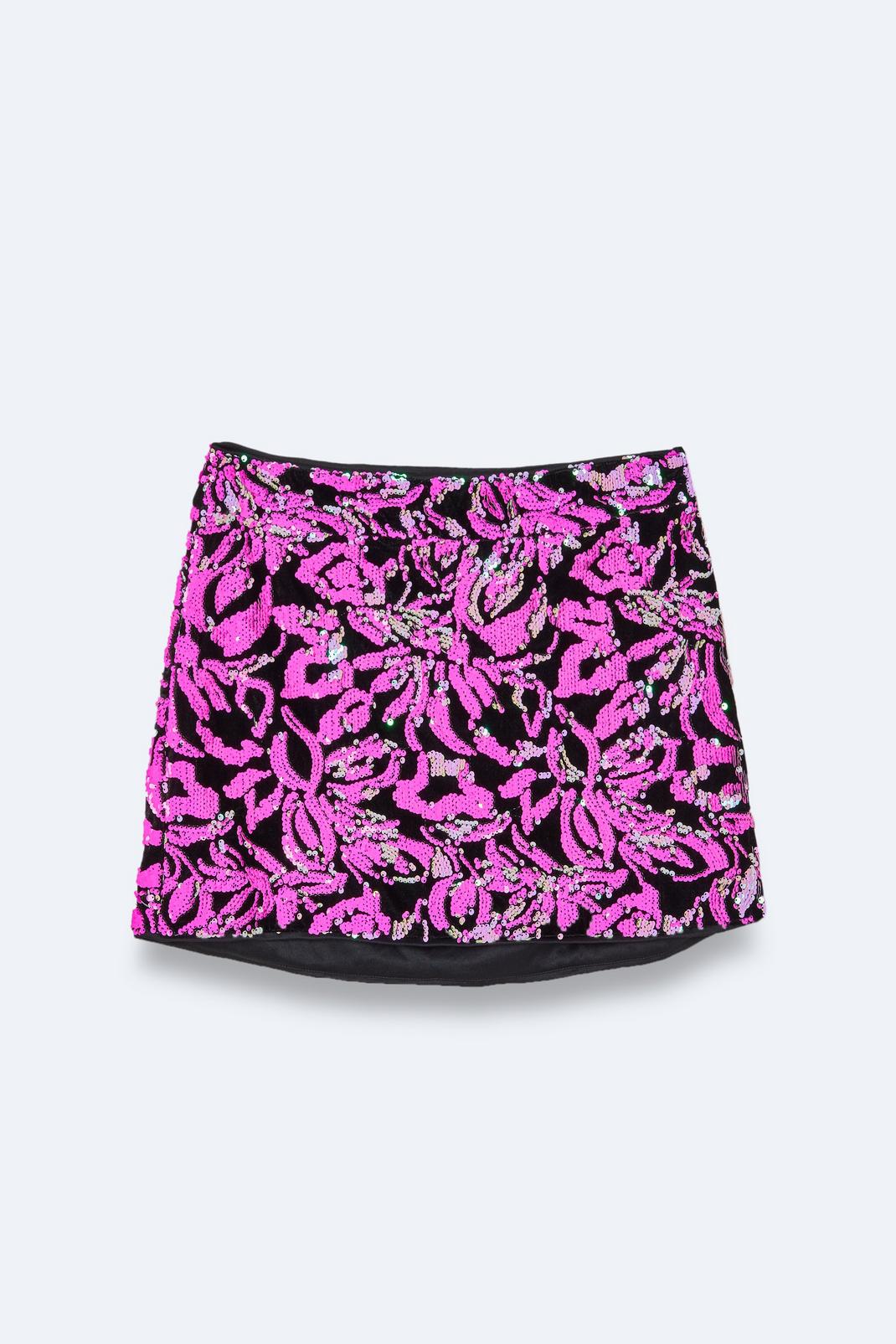 Plus Size Velvet Sequin Skirt, Hot pink image number 1