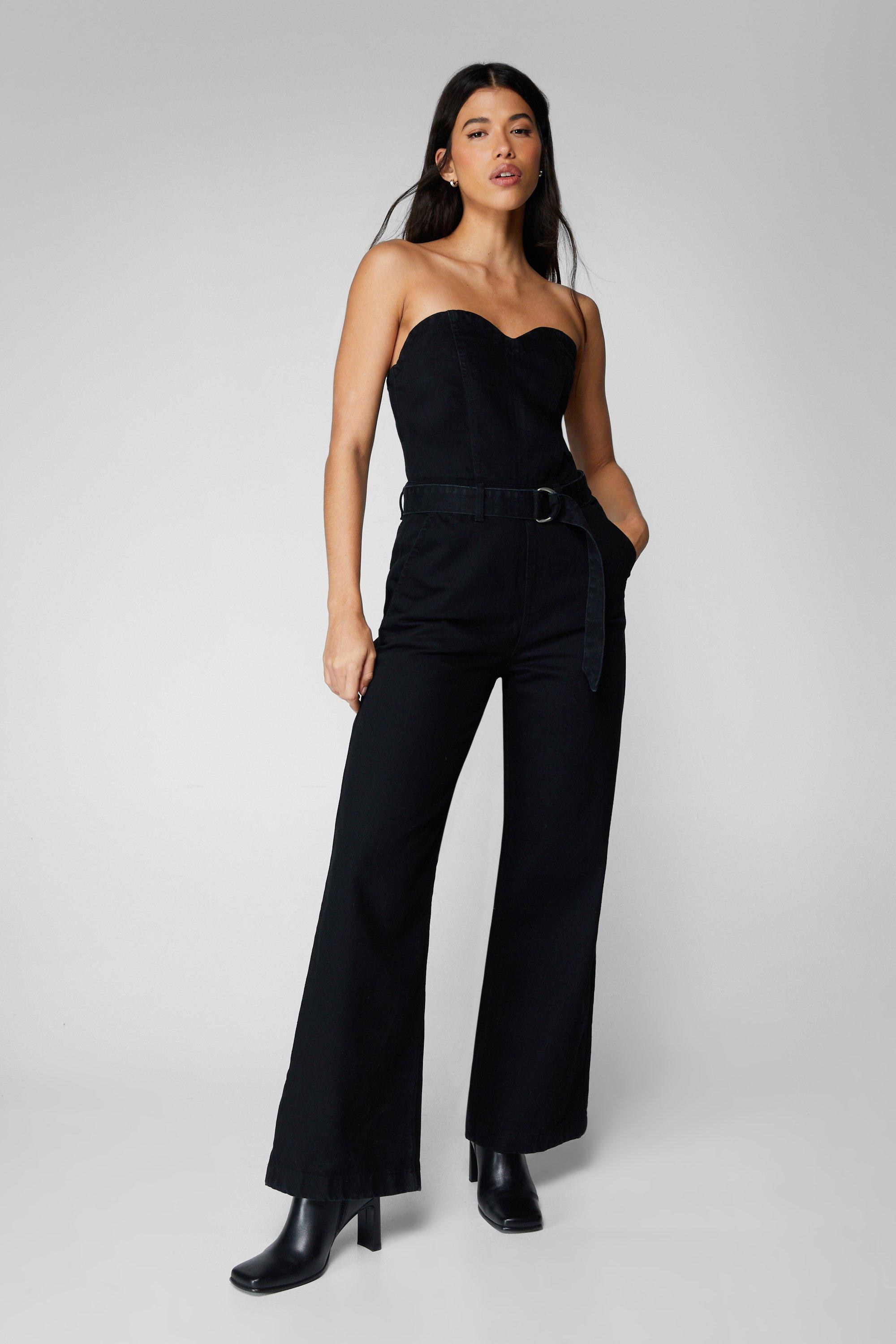 Womens Bandeau Jumpsuit Dark Denim