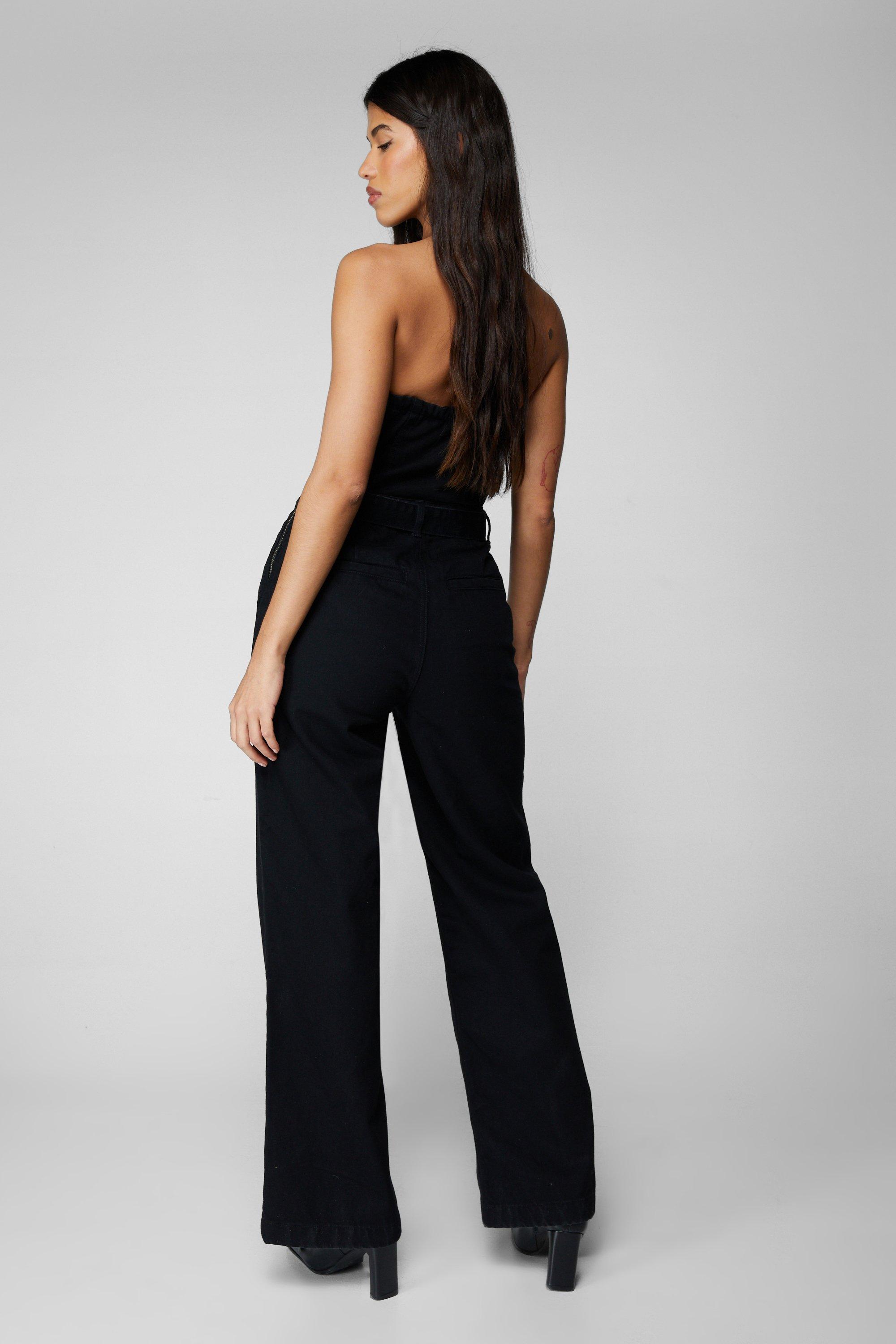 Bandeau Denim Flare Jumpsuit