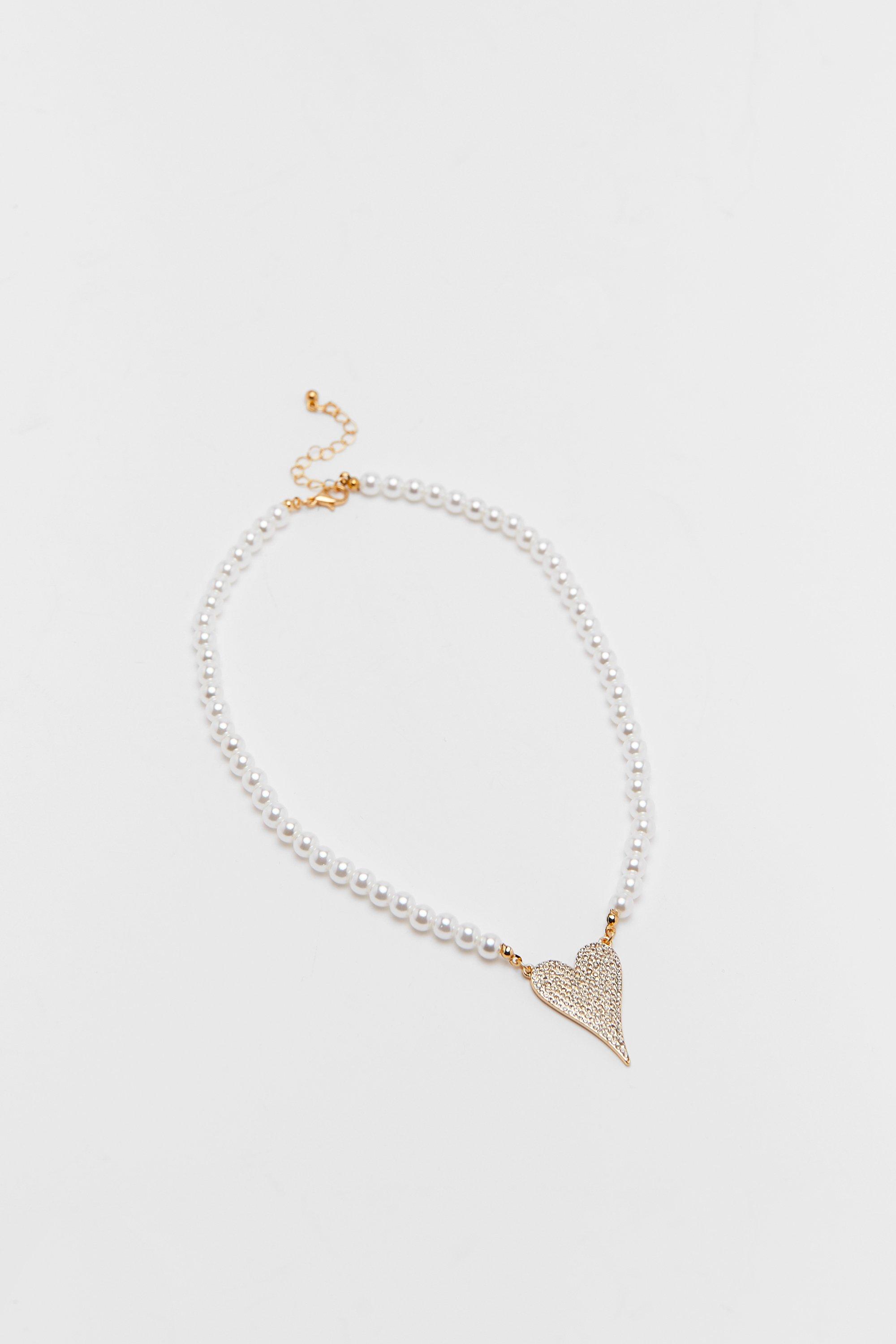 Pearl and clearance diamante necklace