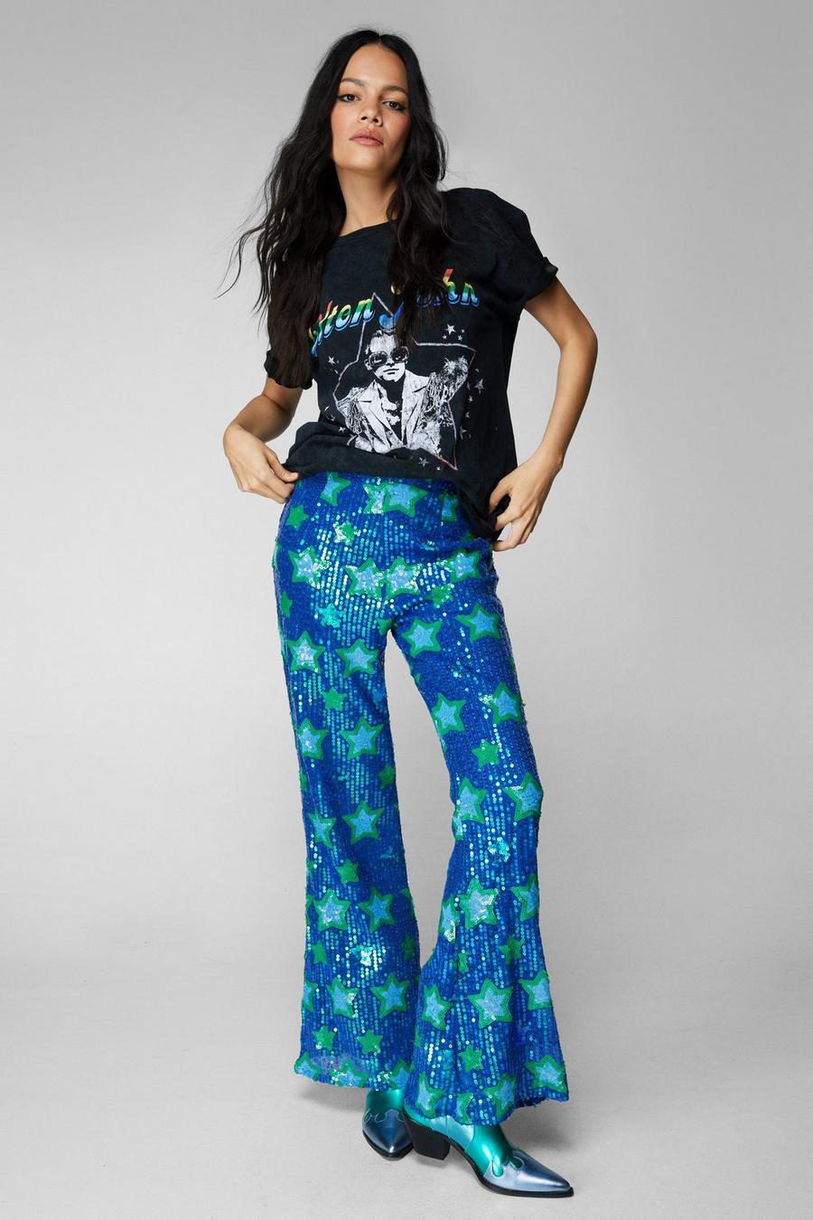 Star Sequin Flare Trousers