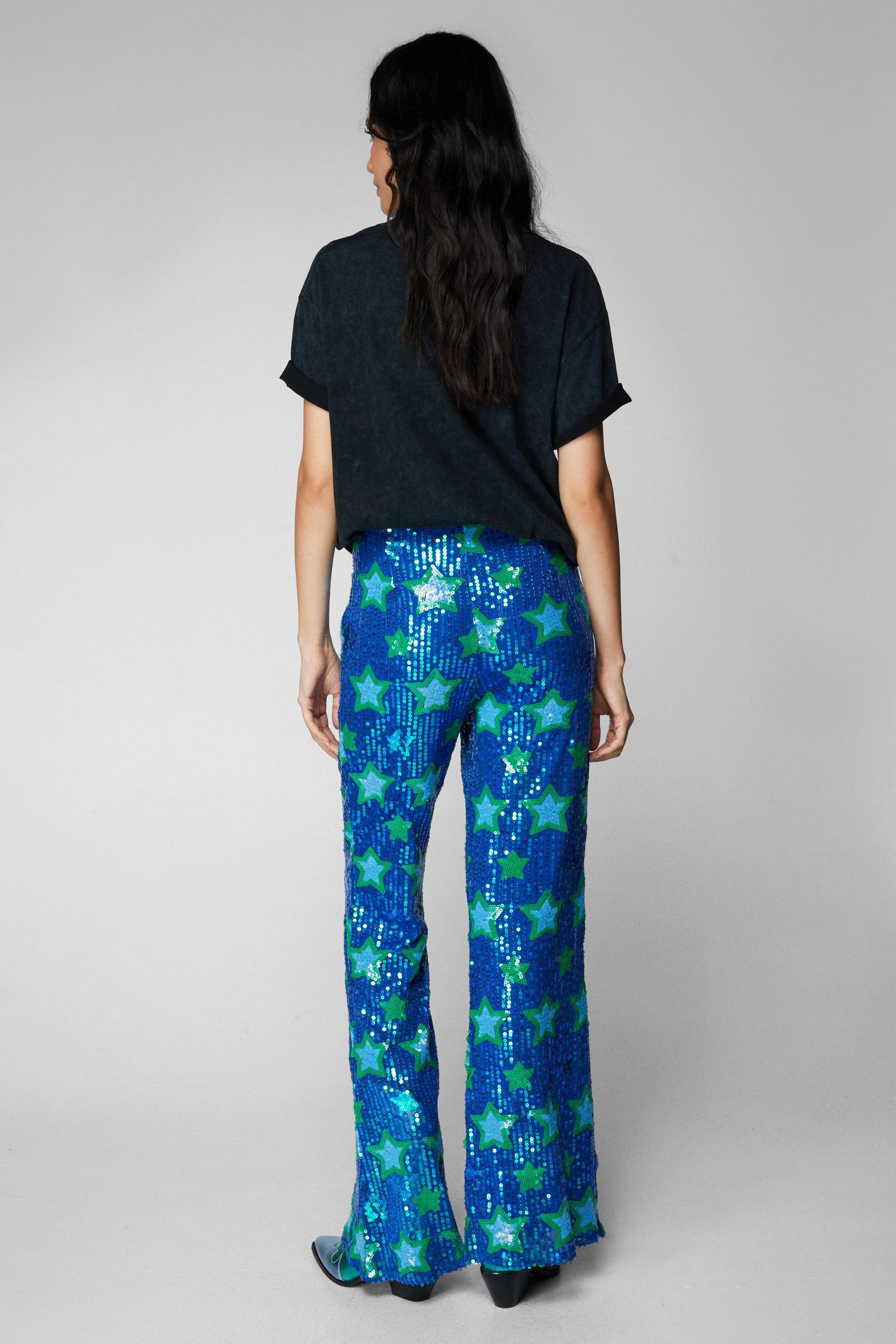 Zara sequin cheap flare pants