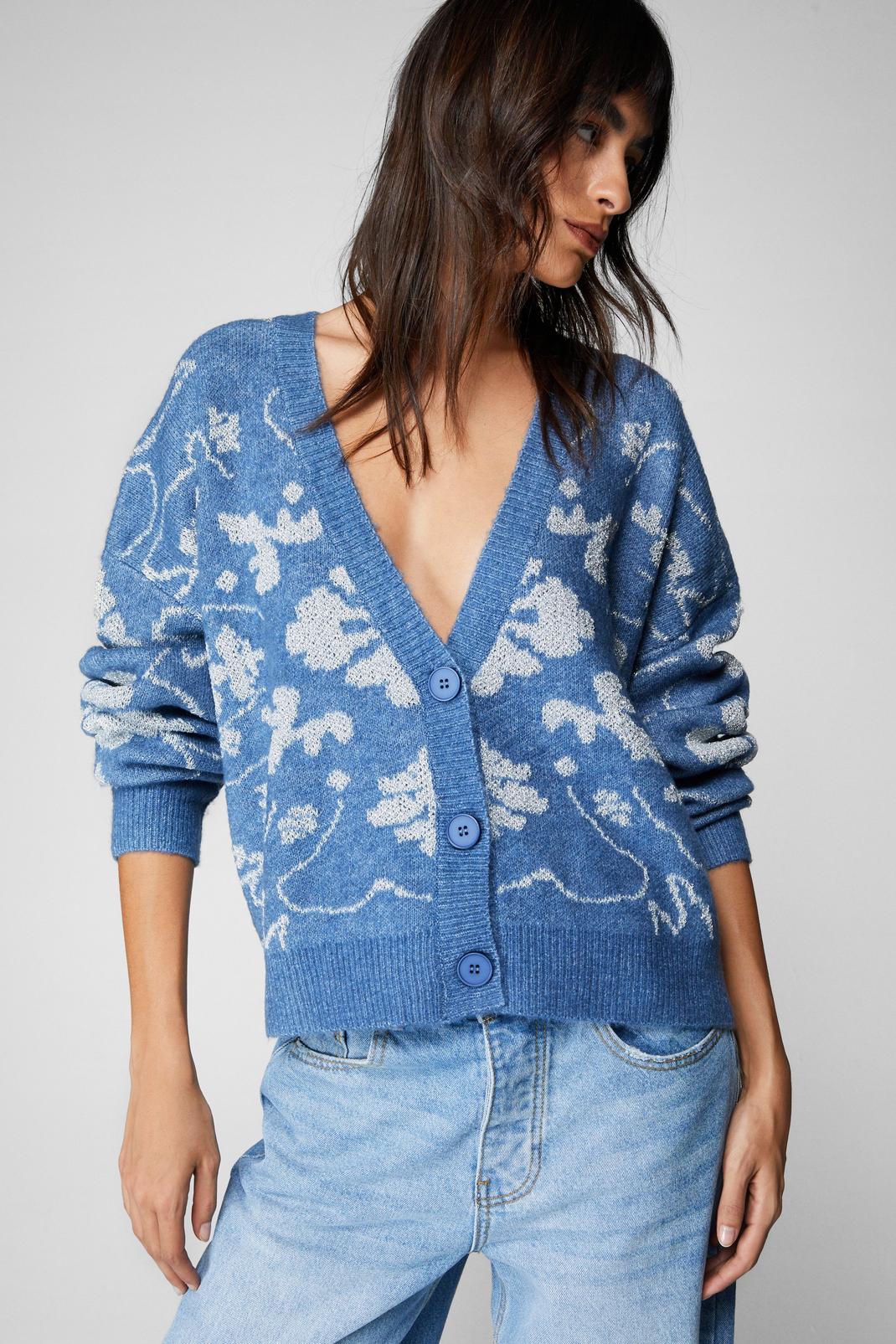 Blue Nordic Button Up Cardigan image number 1