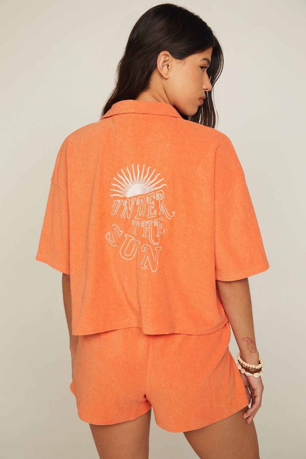 Orange Towelling Under The Sun Embroidered 3pc Set image number 1