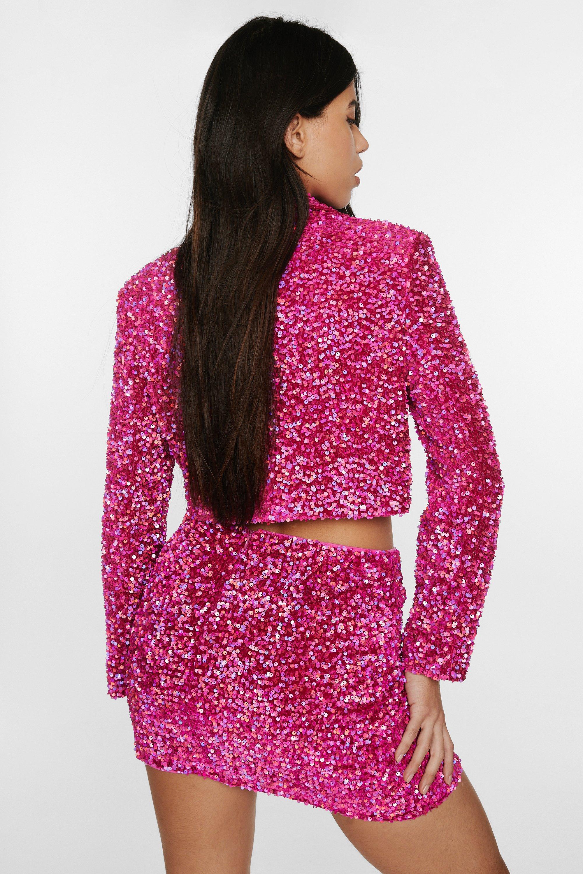 Hot pink clearance sequin mini skirt