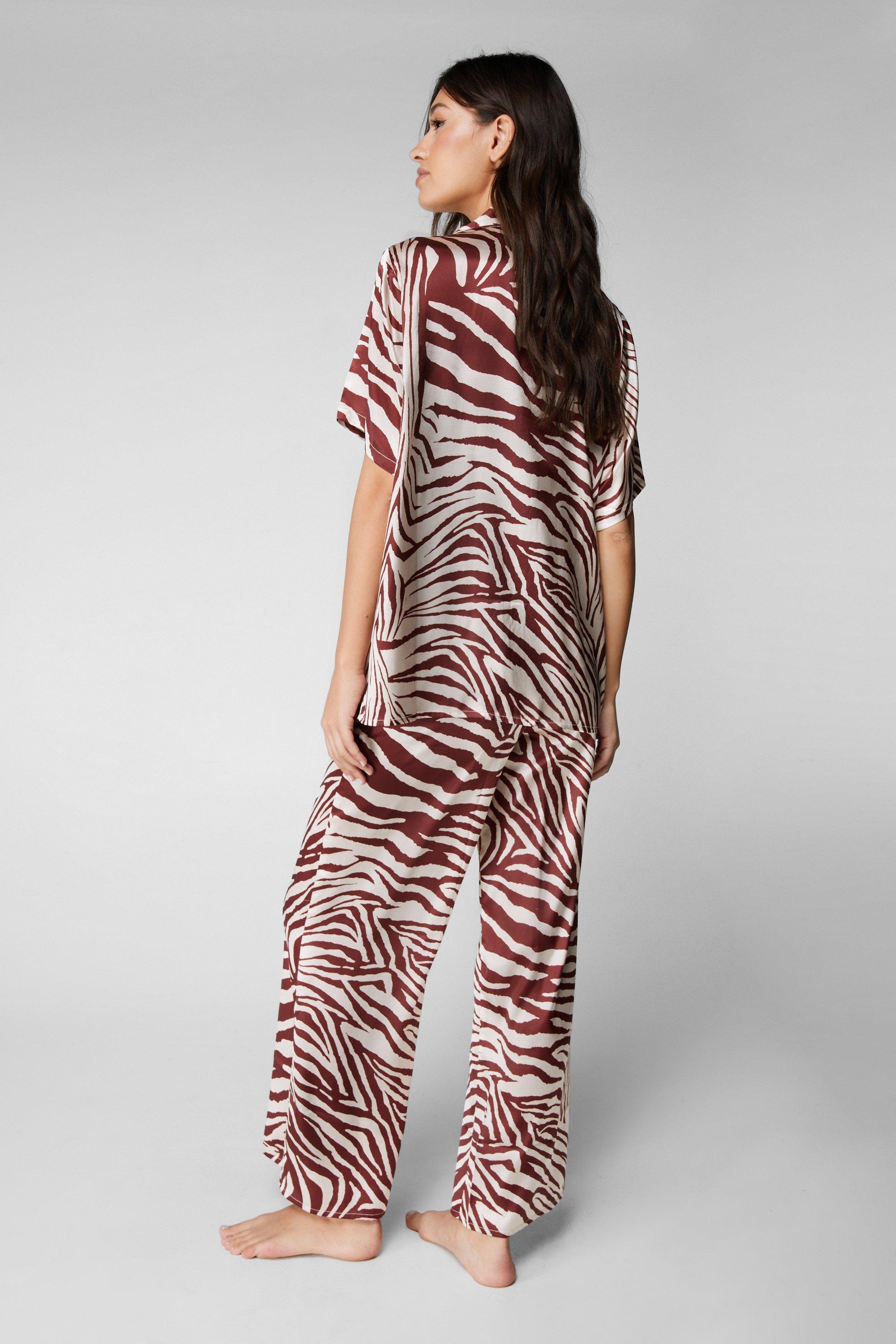 Satin Zebra Oversized Pajama Pants Set