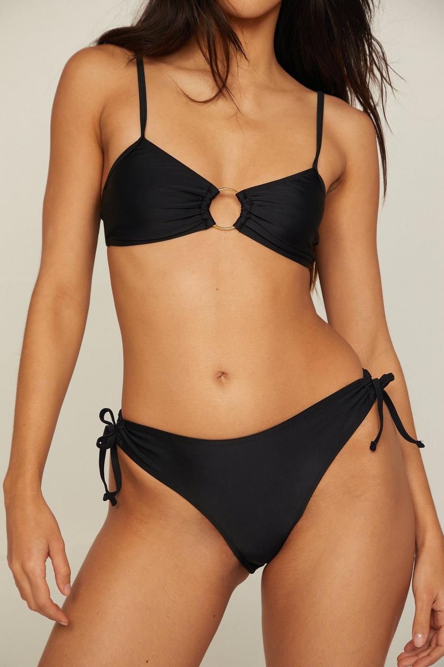 Larisalt High Waisted Bikini,Women Cutout Underboob Top with High Cut  Cheeky Bottom Bathing Suit Black,S 