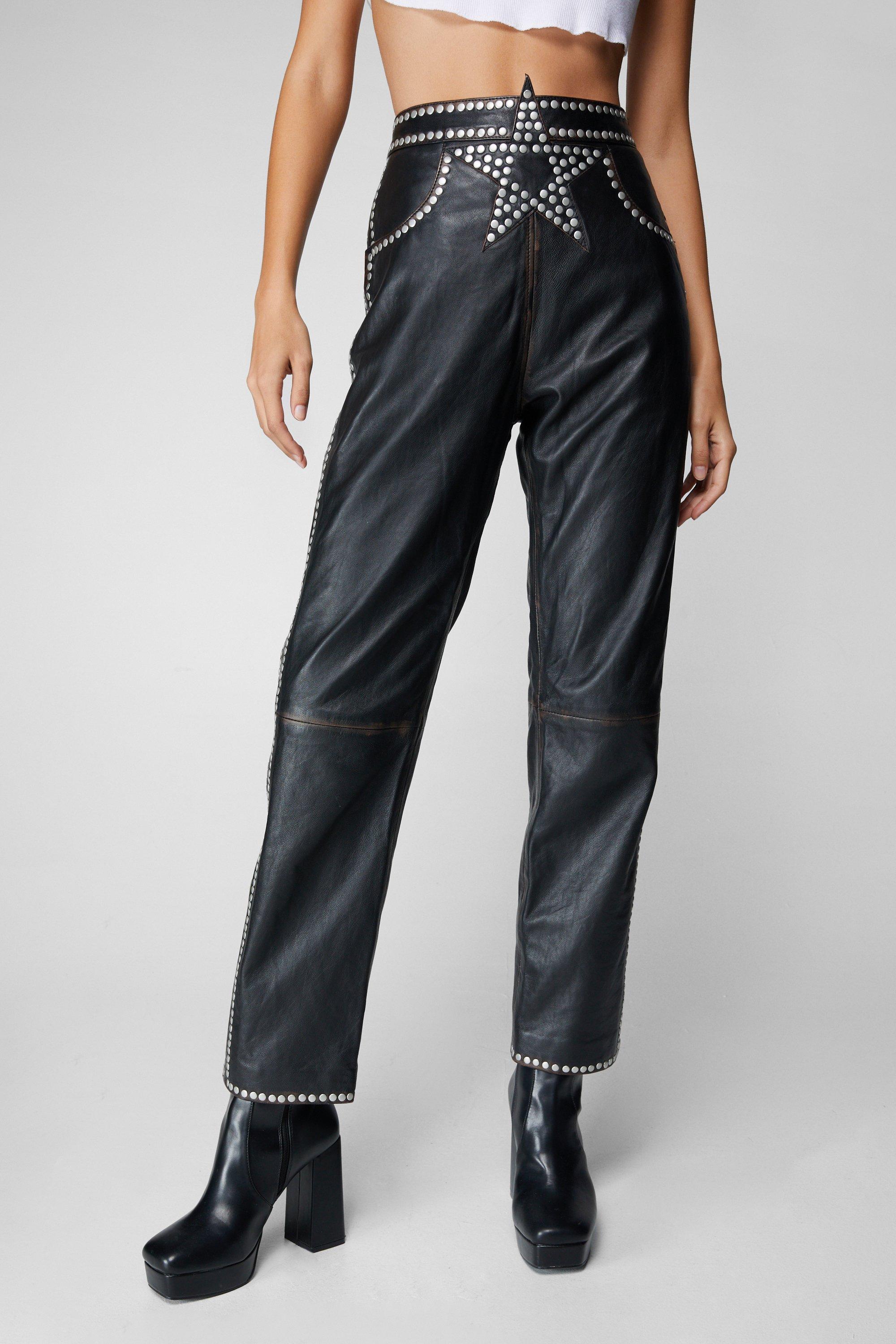 Leather pants shop with studs