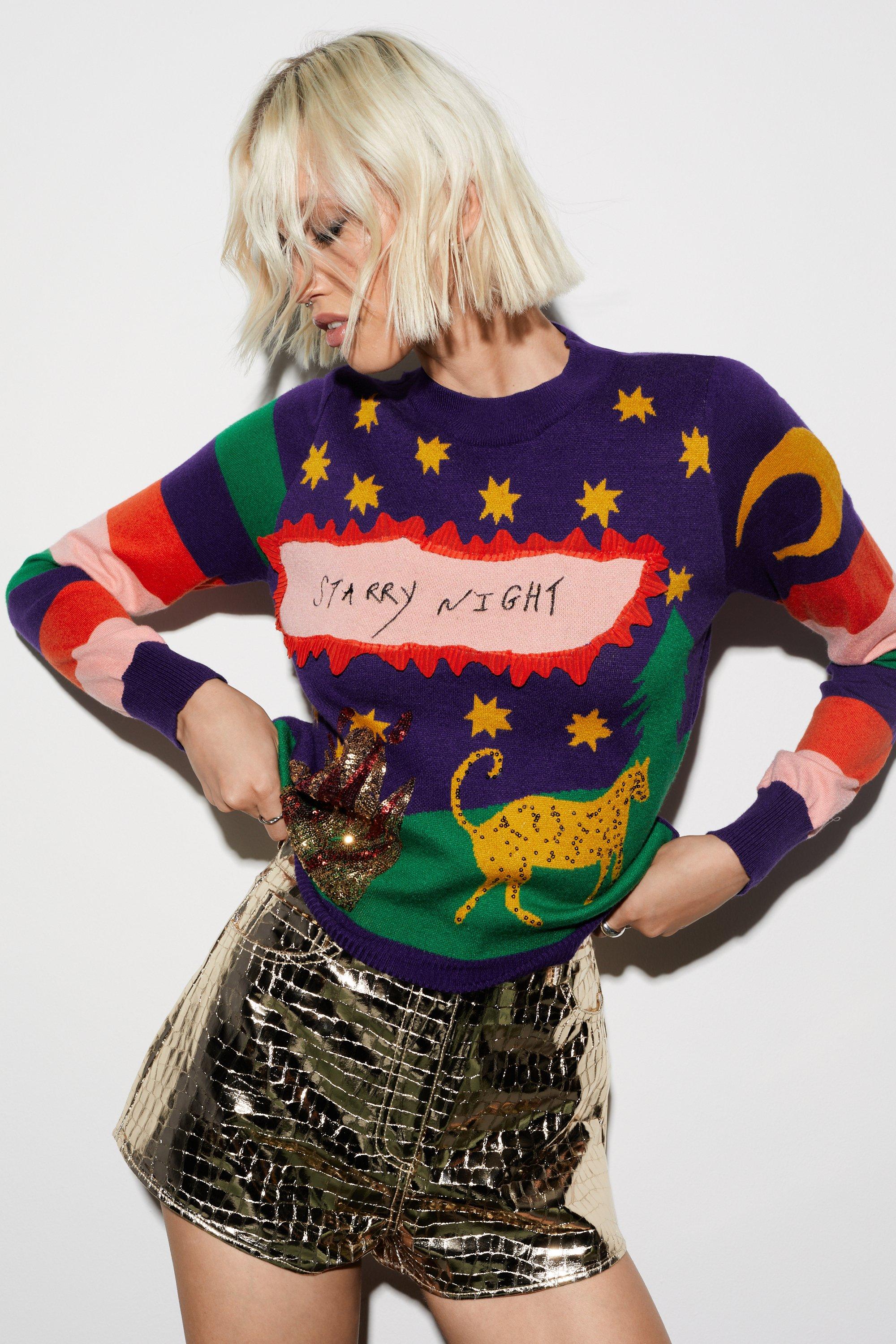 Tatiana Alida Starry Night Knit Christmas Sweater