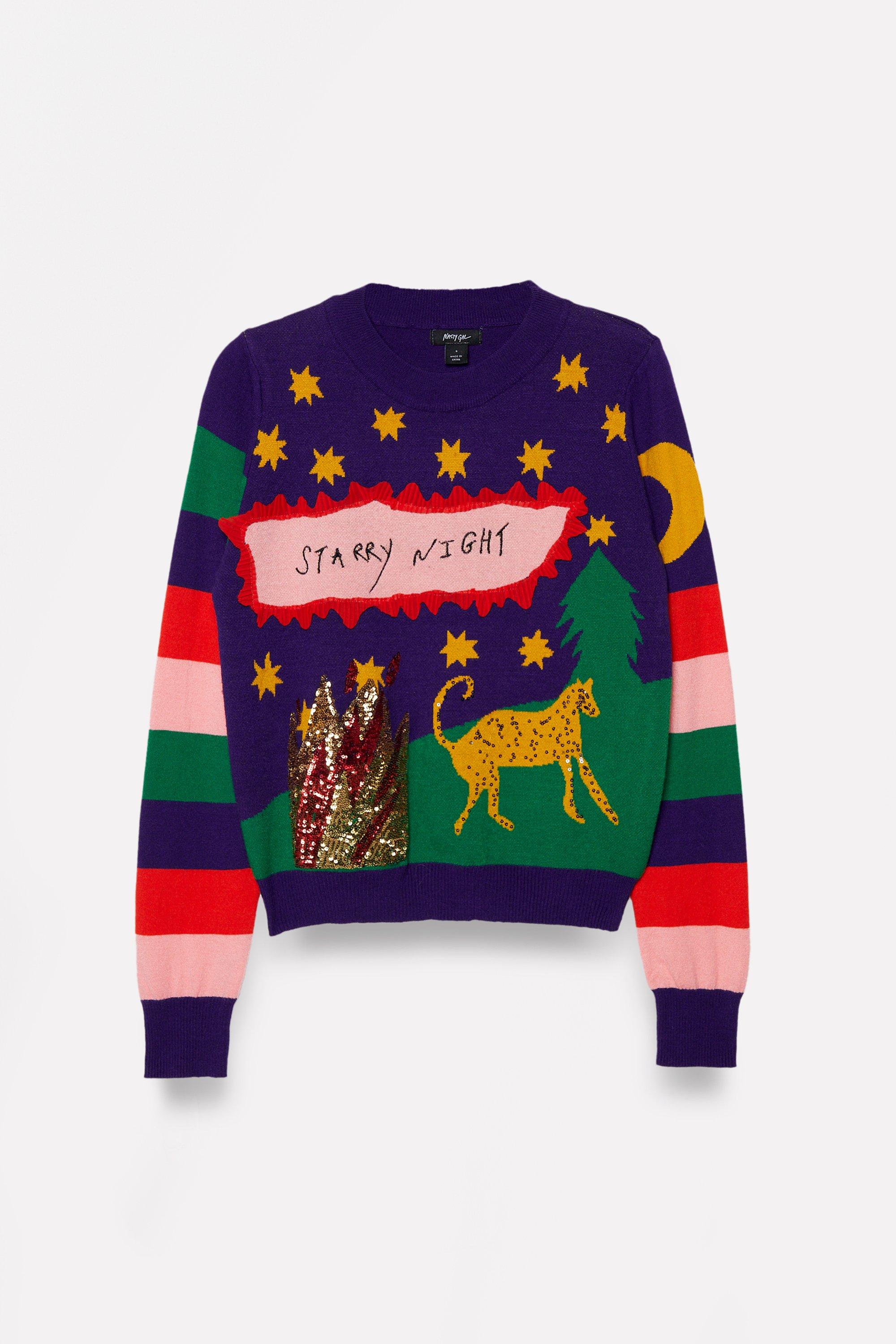 Tatiana Alida Starry Night Knit Christmas Sweater