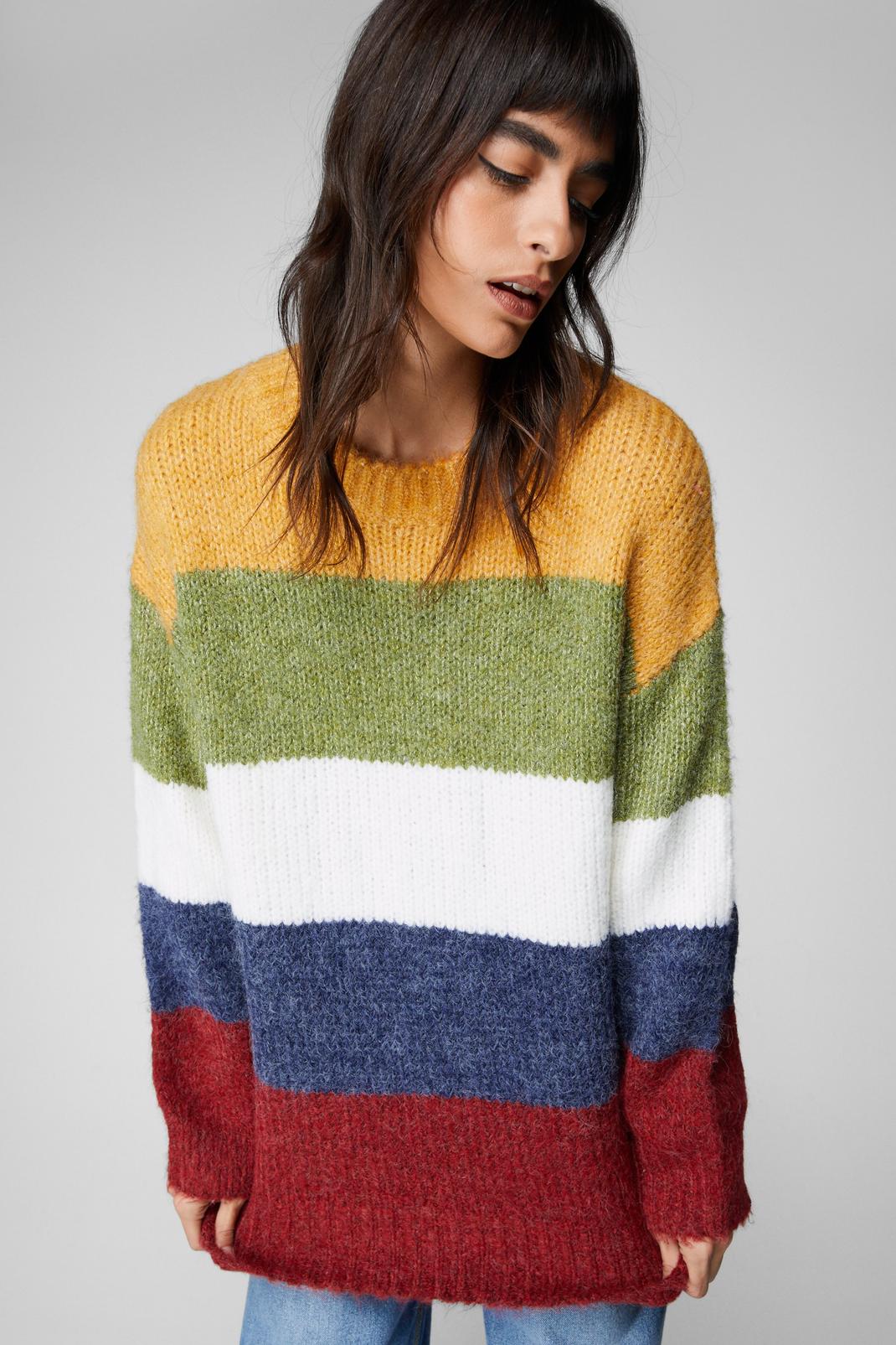 Multi Oversized Stripe Sweater image number 1