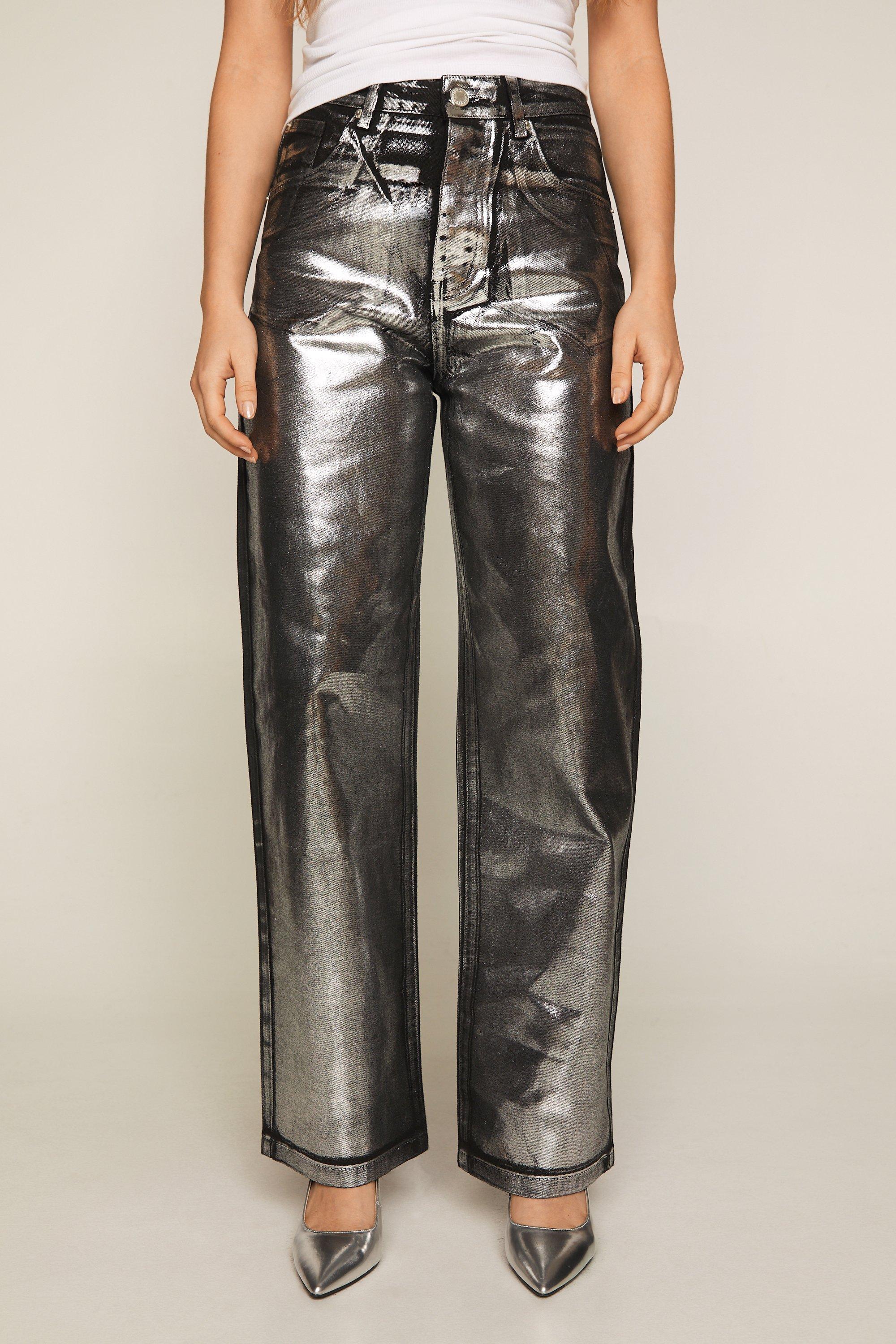 Silver Coated Metallic Jeans