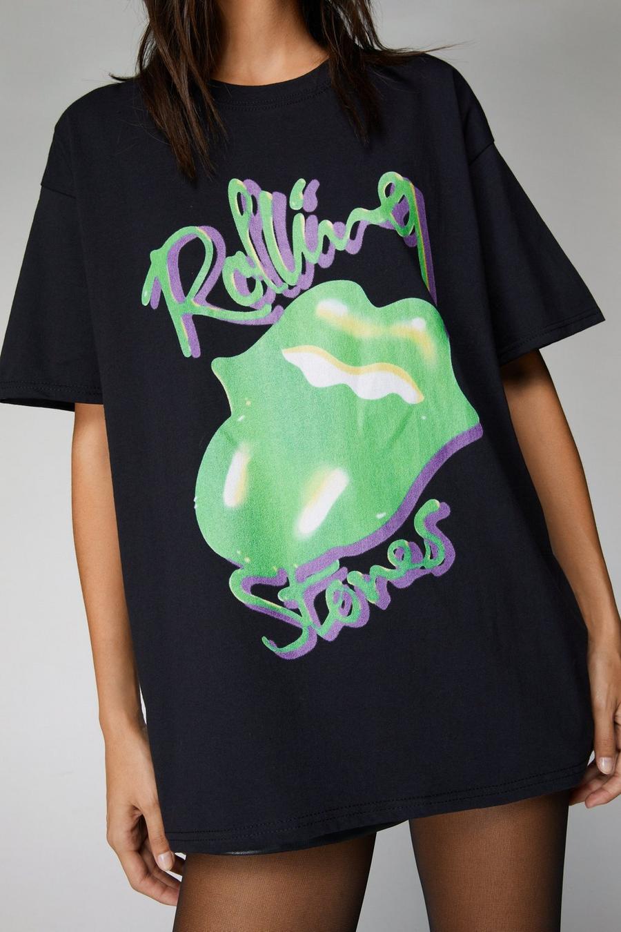 Rolling Stones Green Oversized Graphic T-shirt