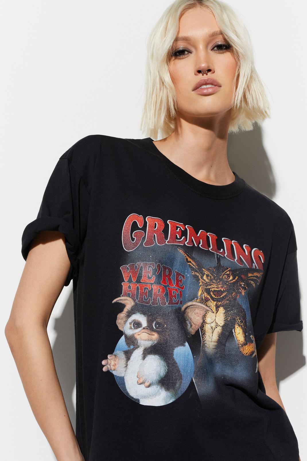Black Gremlins Oversized Graphic T-shirt image number 1
