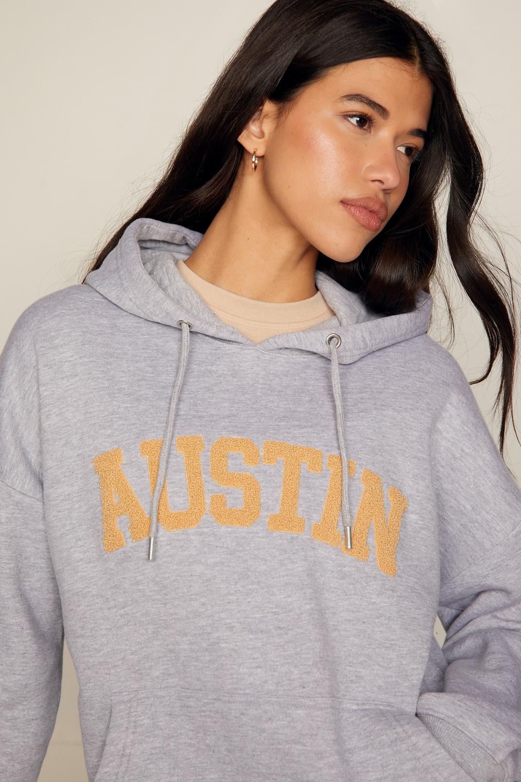 Grey marl Austin Graphic Oversized Hoodie image number 1