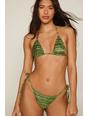 Green Stripe Devore Triangle Bikini Top
