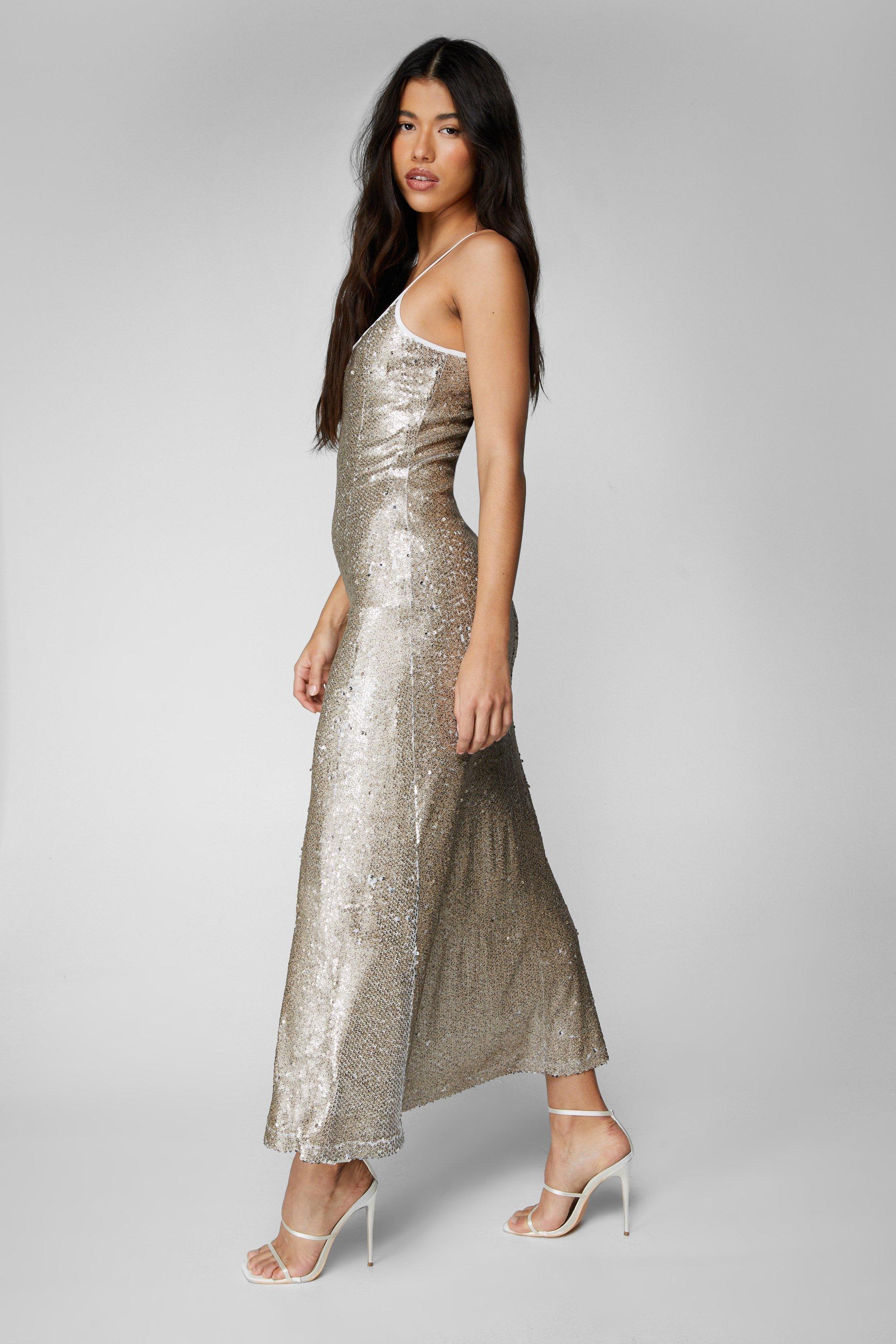 silver sequin maxi dress