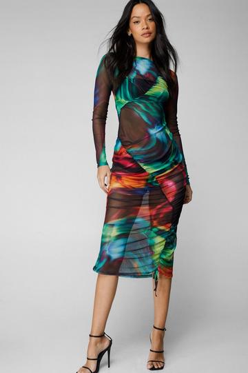 Women's Drop Shoulder Sheer Mesh Dress (Color : Black, Size : Large) :  : Clothing, Shoes & Accessories