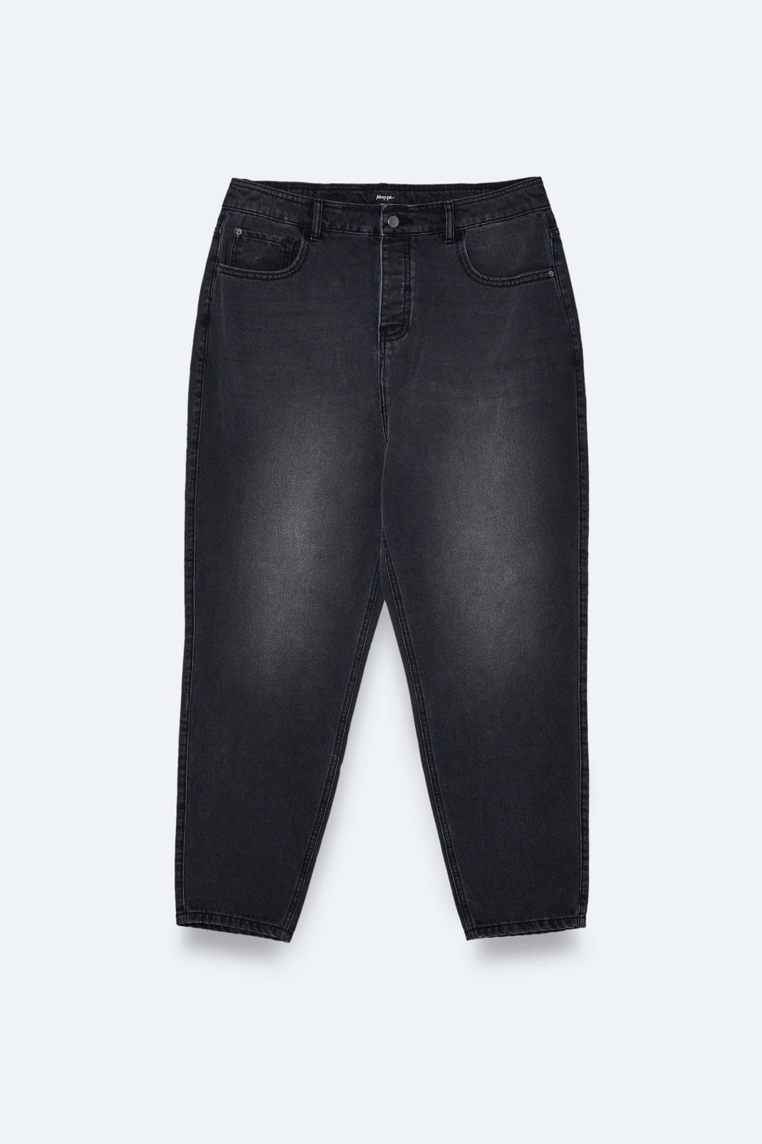 Plus Size Denim Mom Jeans, Washed black image number 1